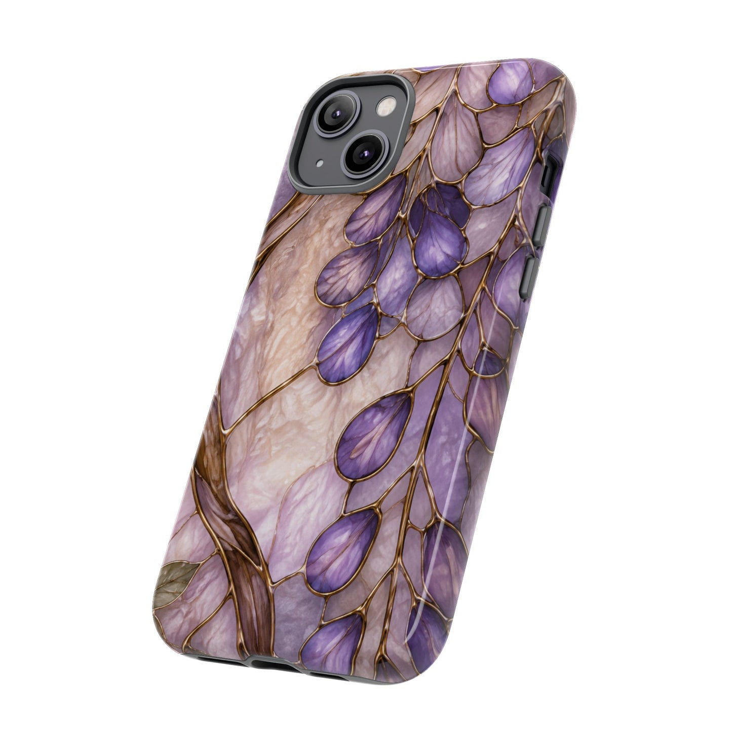 Wisteria Wilows Floral Lavender Vines Tough Phone Case- Stained glass floral collection
