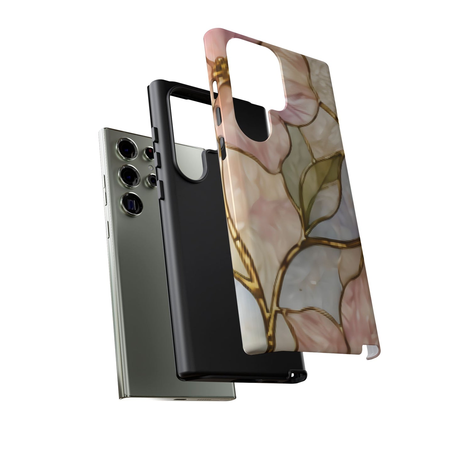 Pink Petals Floral Stained Glass Tough Case — Pastel Pink Protective Phone Cover