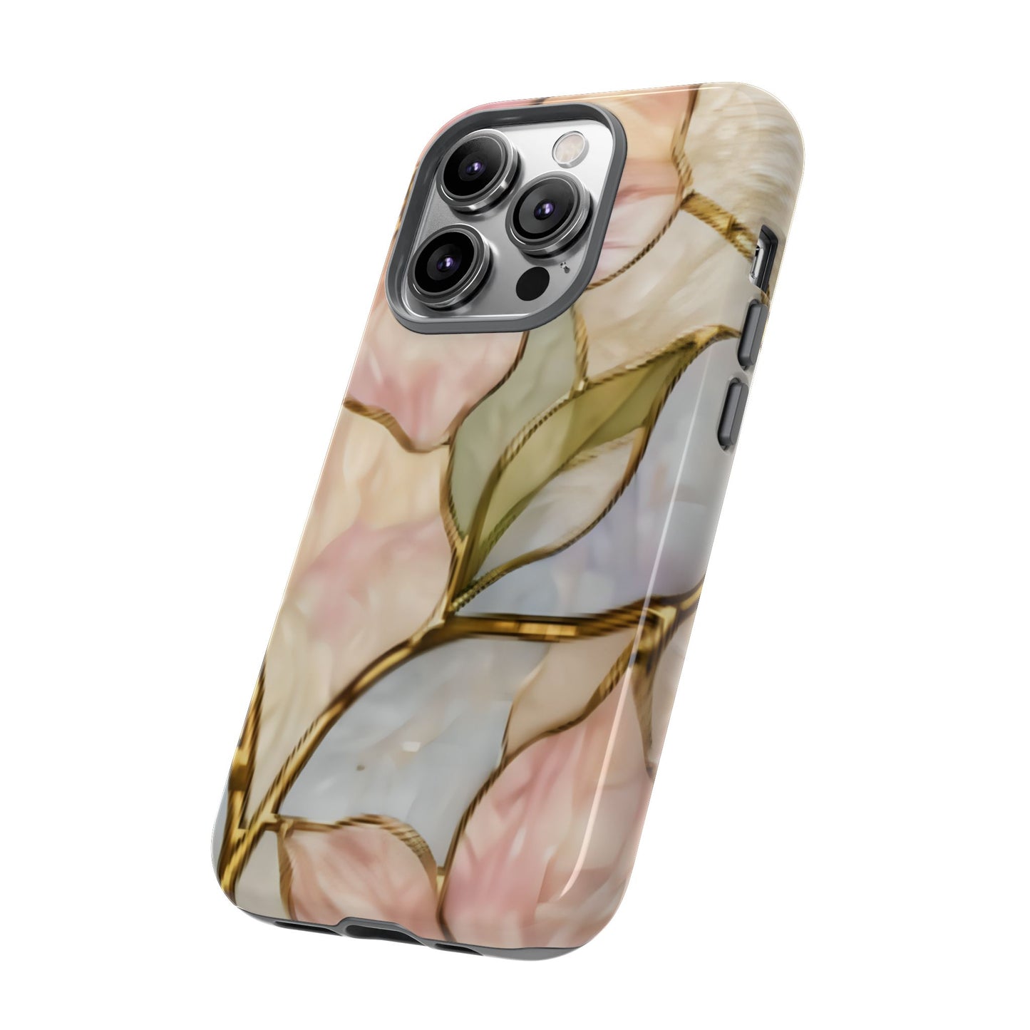 Pink Petals Floral Stained Glass Tough Case — Pastel Pink Protective Phone Cover