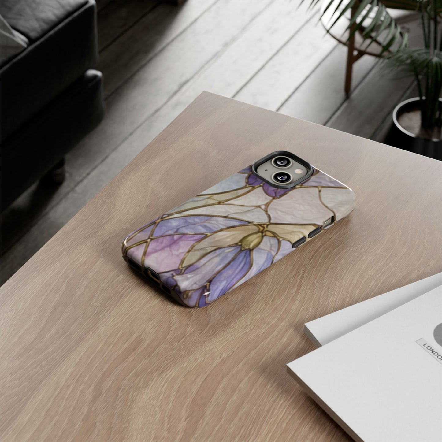 Lilac Meadows Stained Floral Glass Phone Case – Purple Lily Tough Case