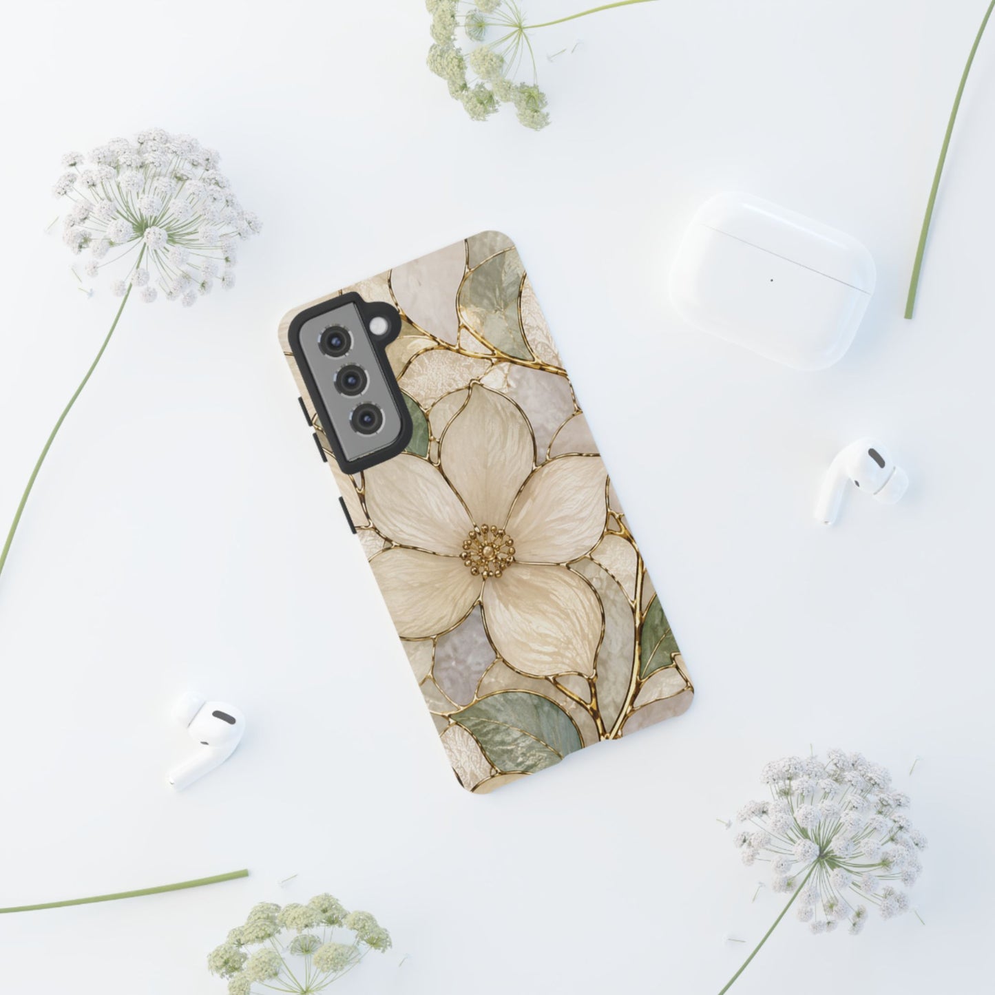 Ivory Bloom White Floral Tough Case - Stained Florals Collection Phone Case