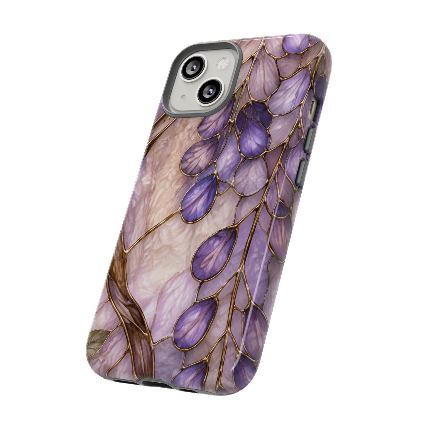 Wisteria Wilows Floral Lavender Vines Tough Phone Case- Stained glass floral collection