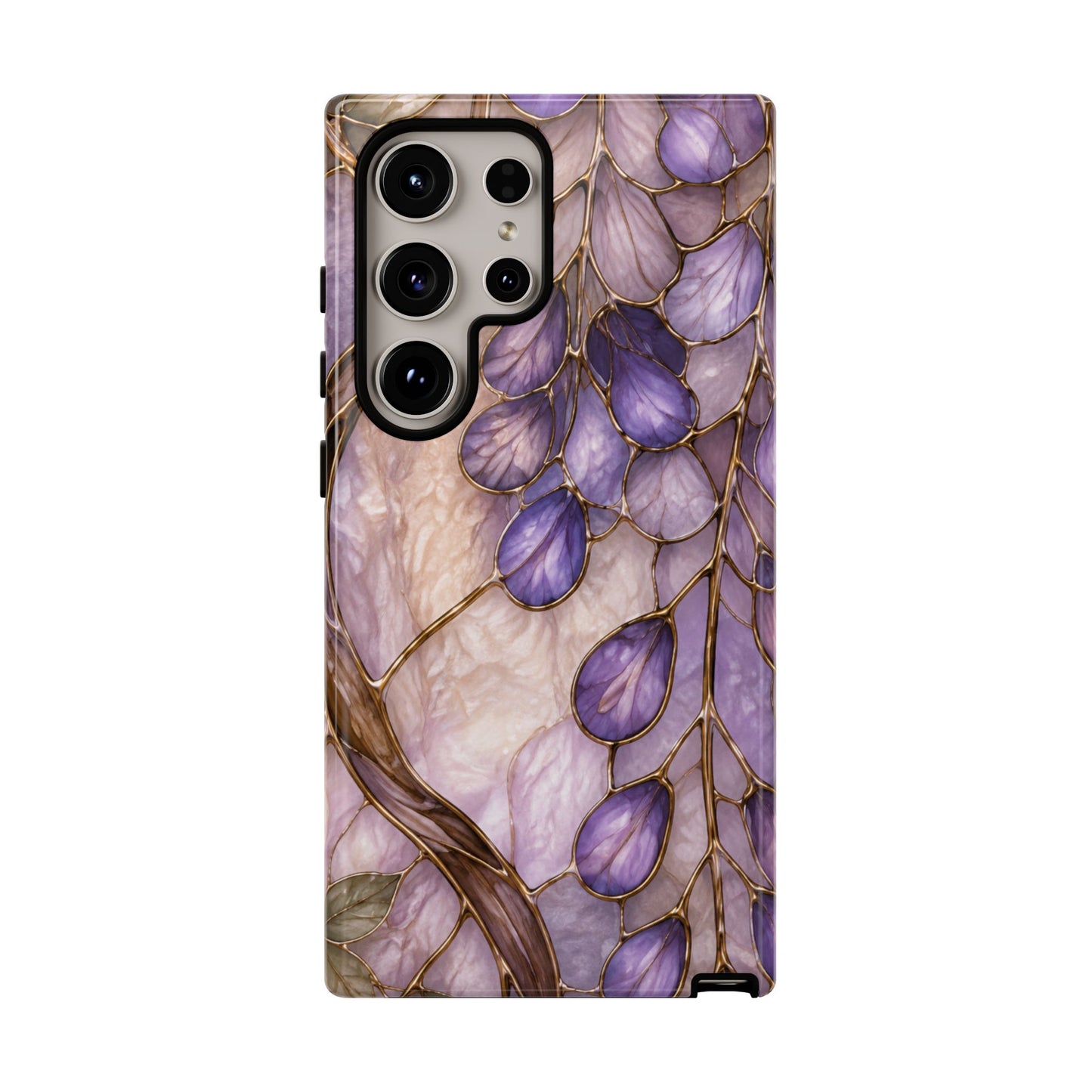 Wisteria Wilows Floral Lavender Vines Tough Phone Case- Stained glass floral collection