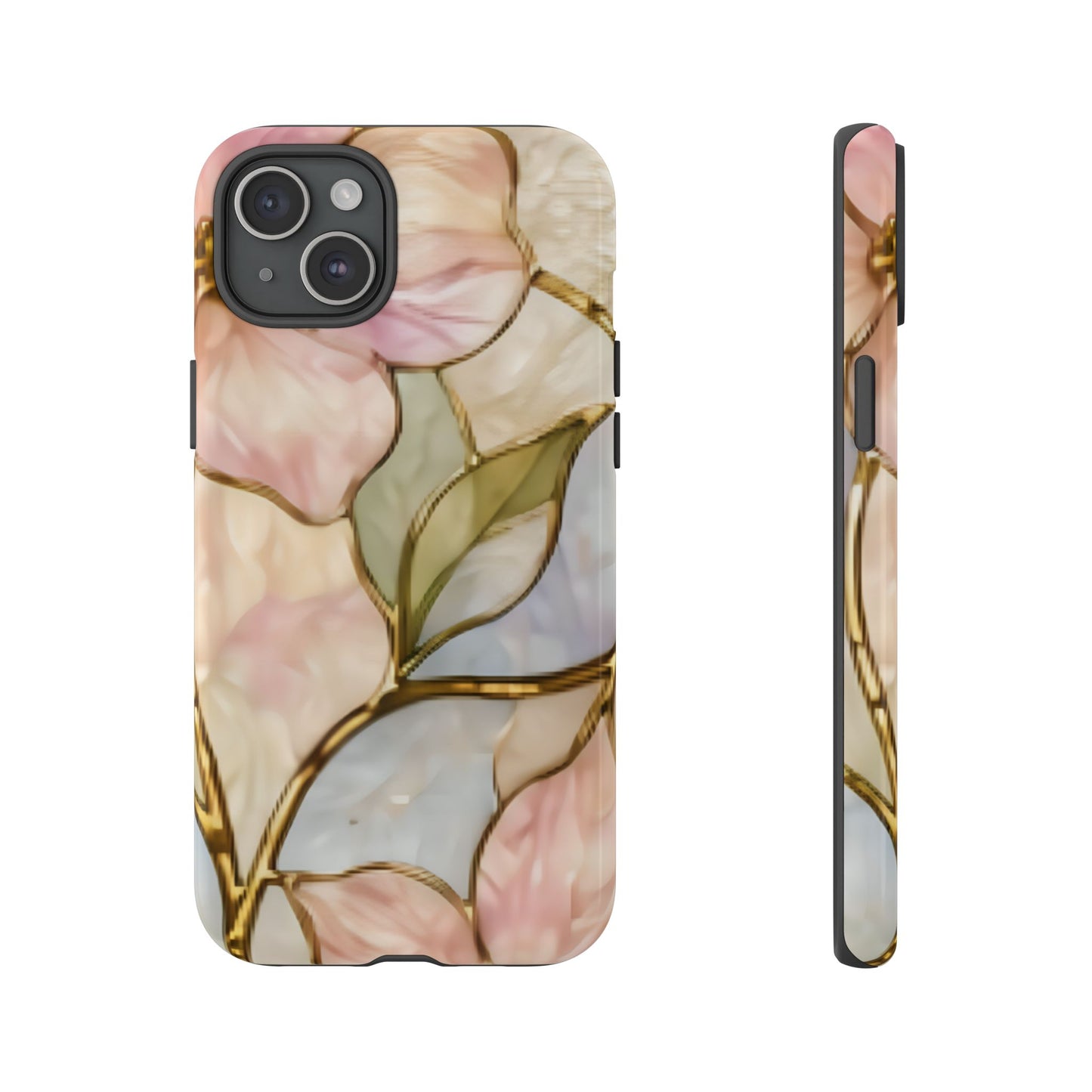 Pink Petals Floral Stained Glass Tough Case — Pastel Pink Protective Phone Cover