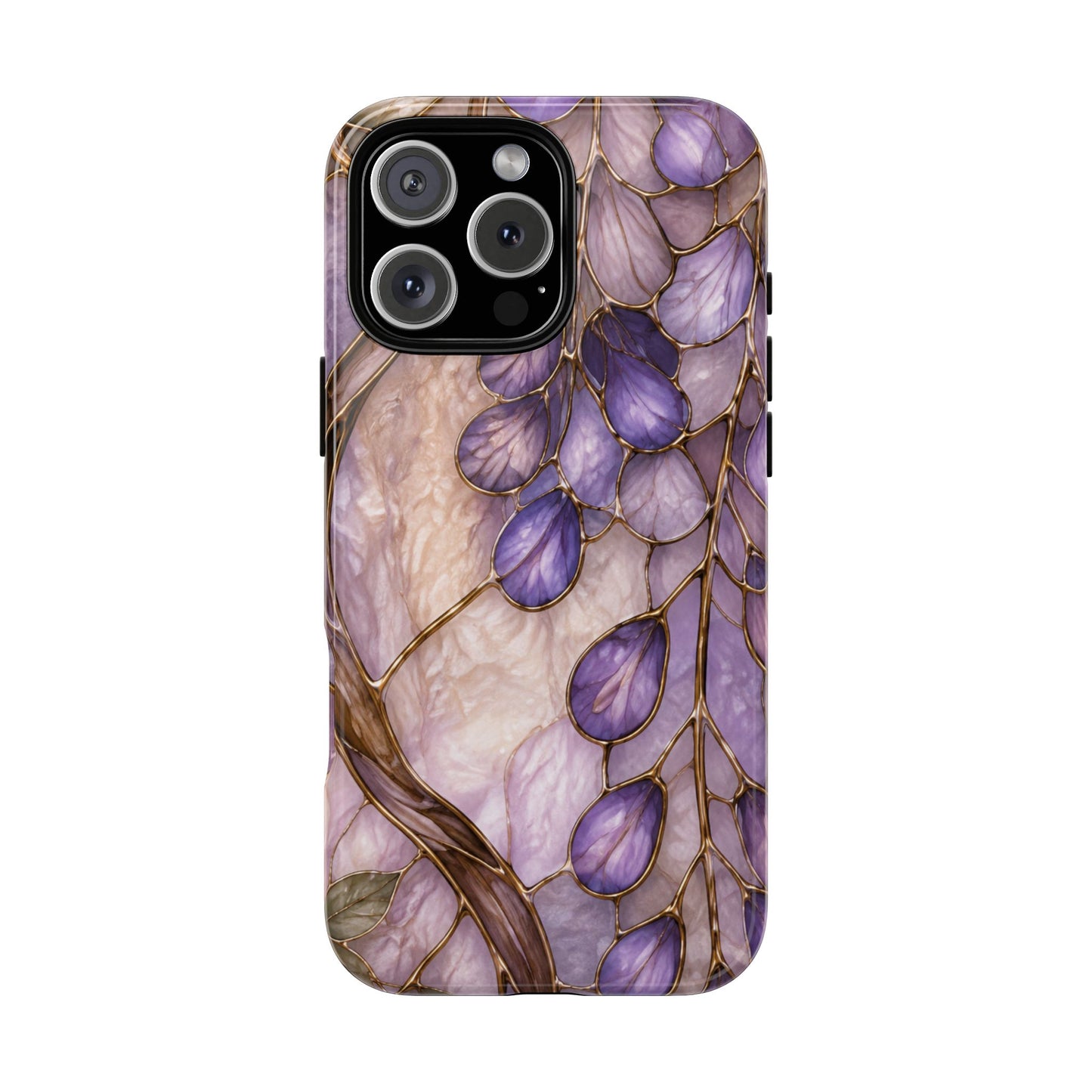 Wisteria Wilows Floral Lavender Vines Tough Phone Case- Stained glass floral collection