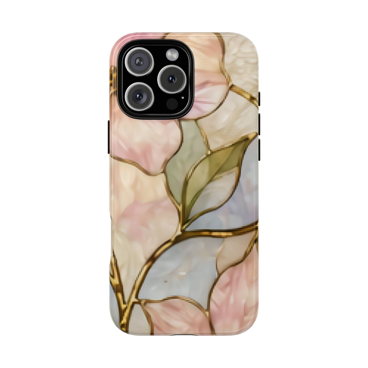 Pink Petals Floral Stained Glass Tough Case — Pastel Pink Protective Phone Cover