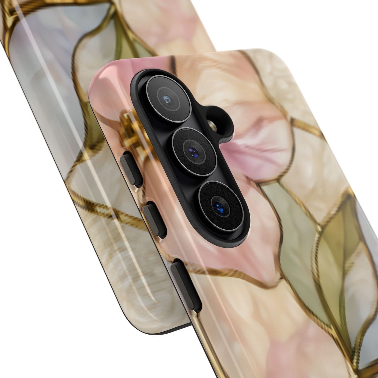 Pink Petals Floral Stained Glass Tough Case — Pastel Pink Protective Phone Cover