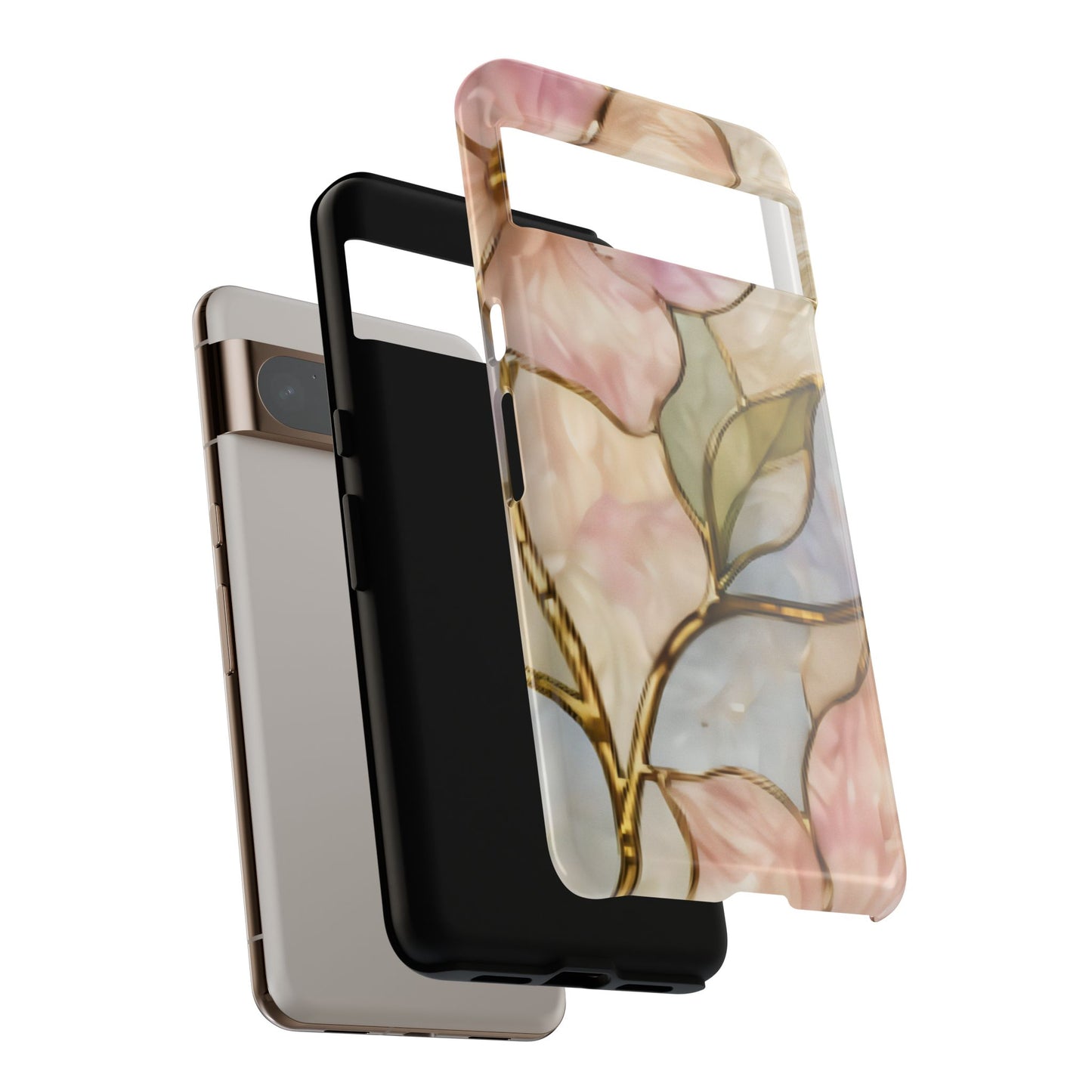 Pink Petals Floral Stained Glass Tough Case — Pastel Pink Protective Phone Cover
