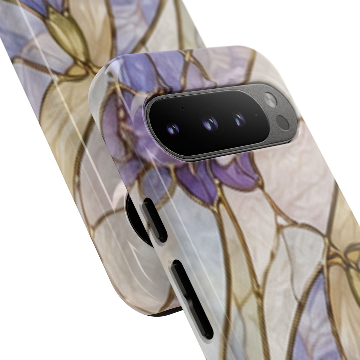 Lilac Meadows Stained Floral Glass Phone Case – Purple Lily Tough Case