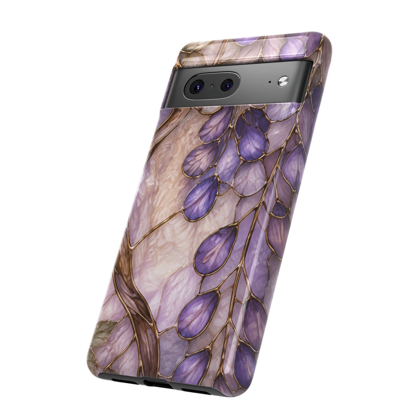 Wisteria Wilows Floral Lavender Vines Tough Phone Case- Stained glass floral collection