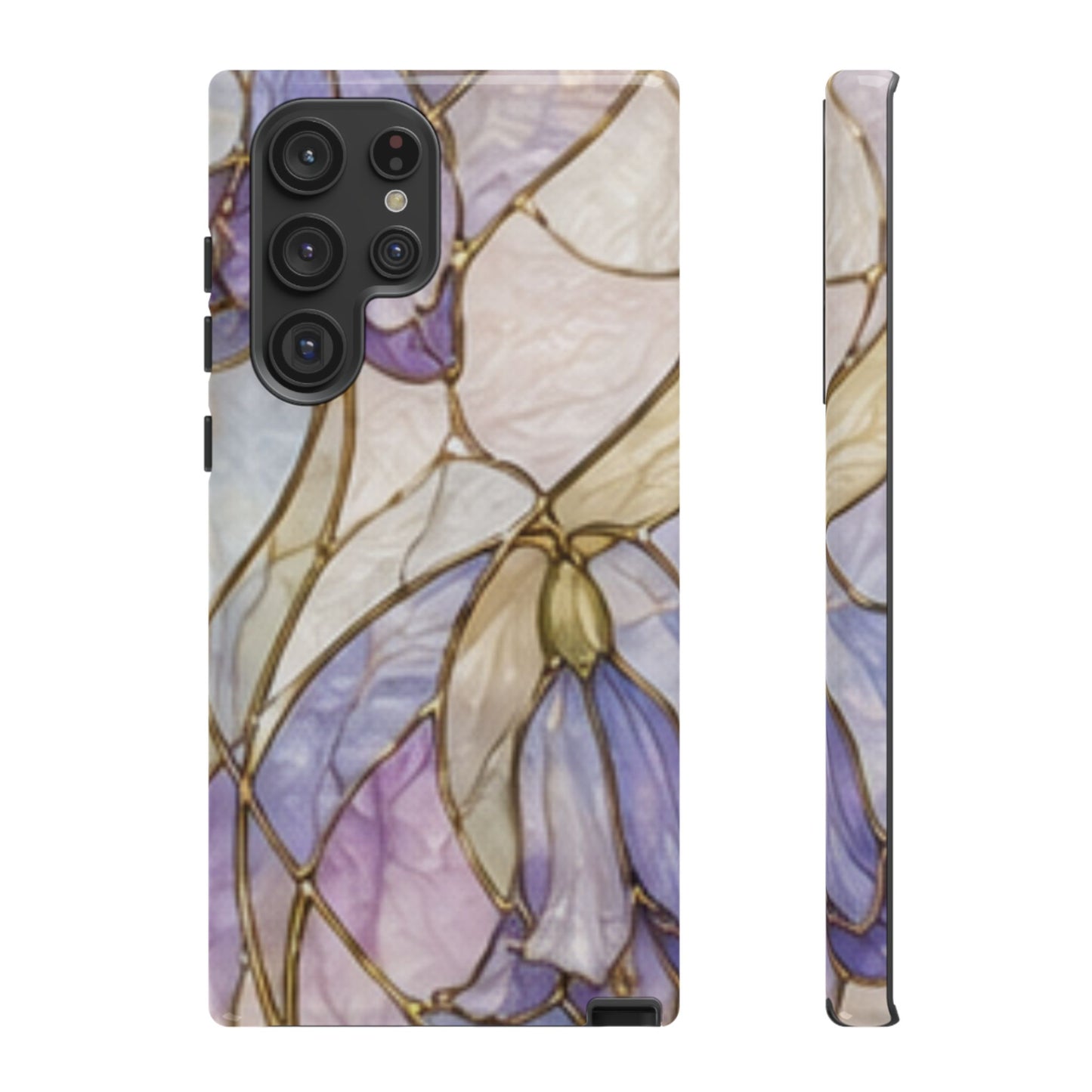 Lilac Meadows Stained Floral Glass Phone Case – Purple Lily Tough Case