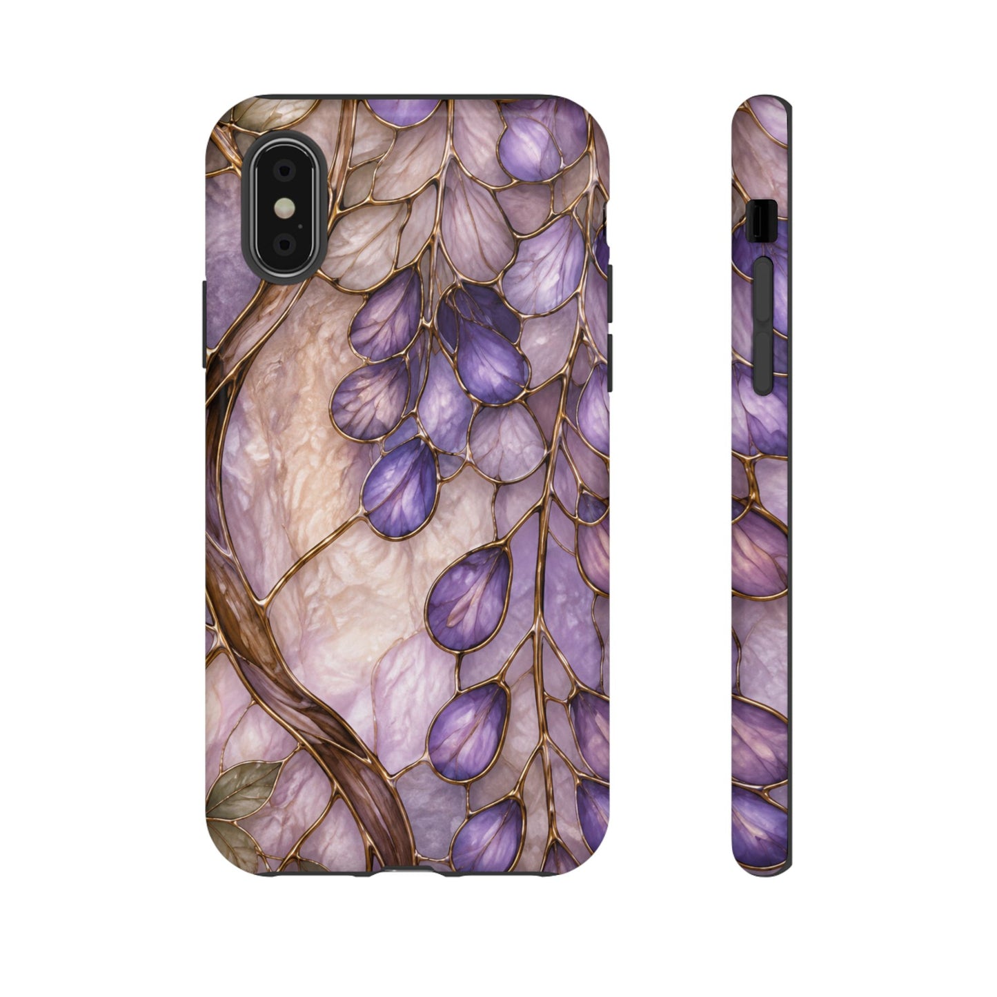 Wisteria Wilows Floral Lavender Vines Tough Phone Case- Stained glass floral collection