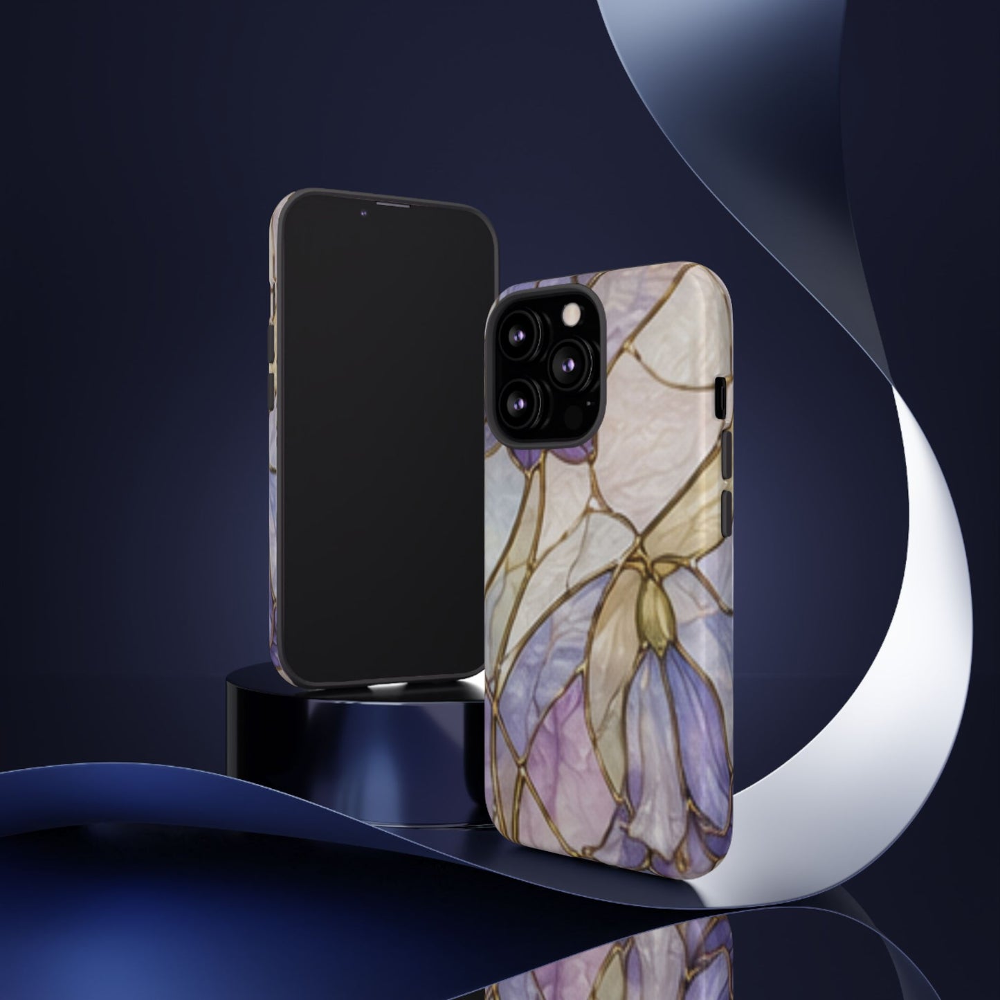 Lilac Meadows Stained Floral Glass Phone Case – Purple Lily Tough Case