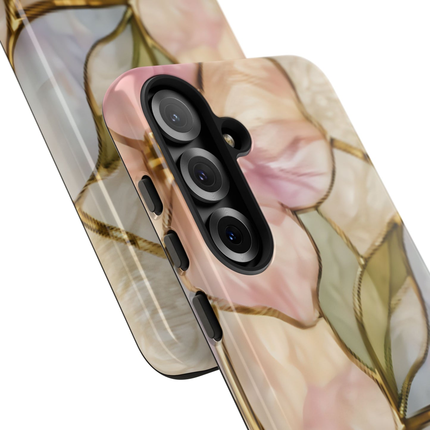Pink Petals Floral Stained Glass Tough Case — Pastel Pink Protective Phone Cover