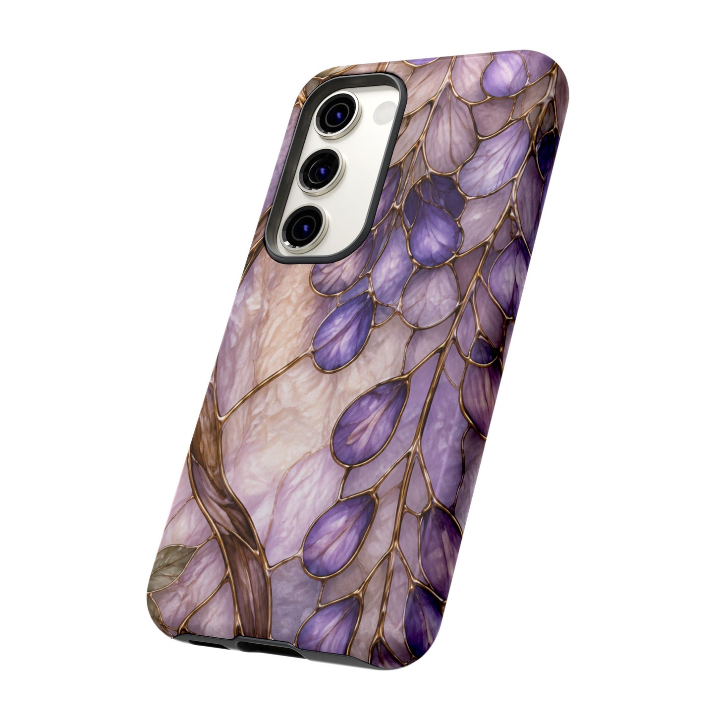 Wisteria Wilows Floral Lavender Vines Tough Phone Case- Stained glass floral collection