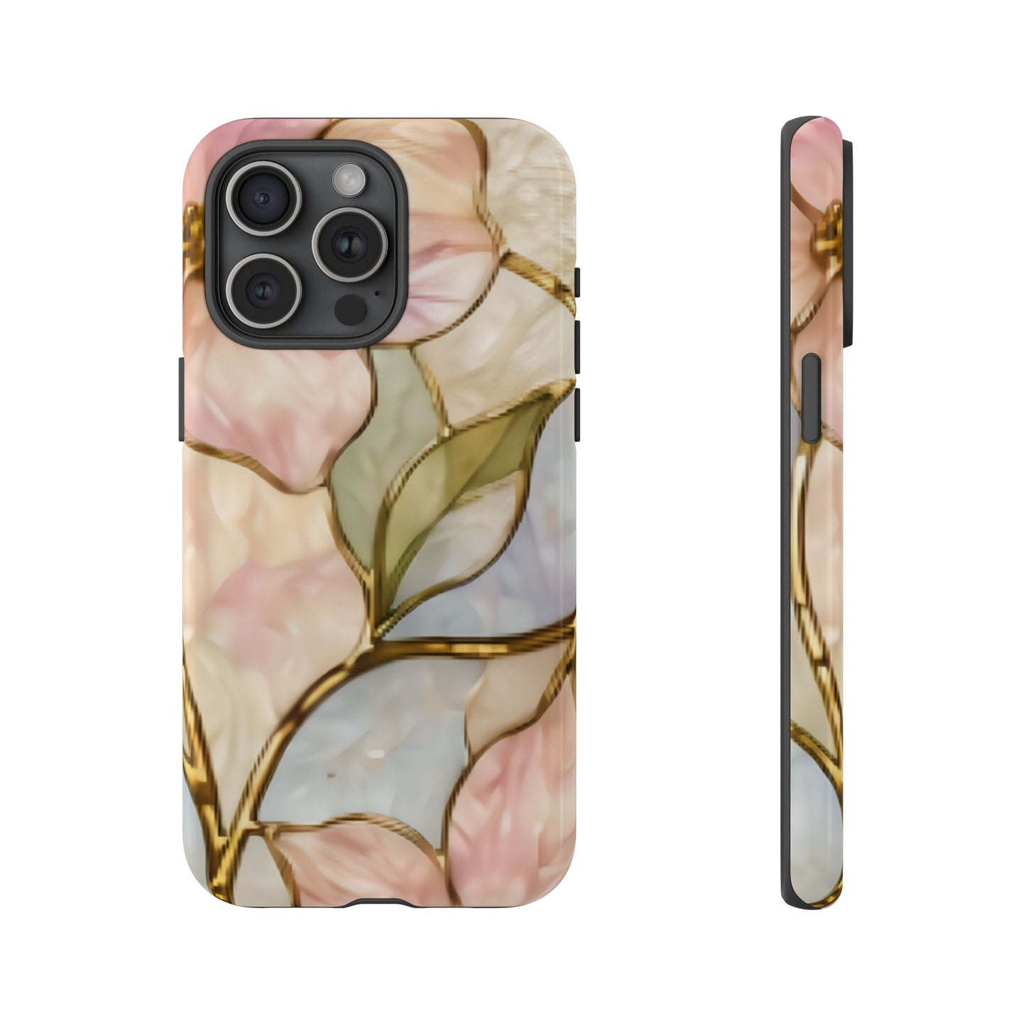 Pink Petals Floral Stained Glass Tough Case — Pastel Pink Protective Phone Cover