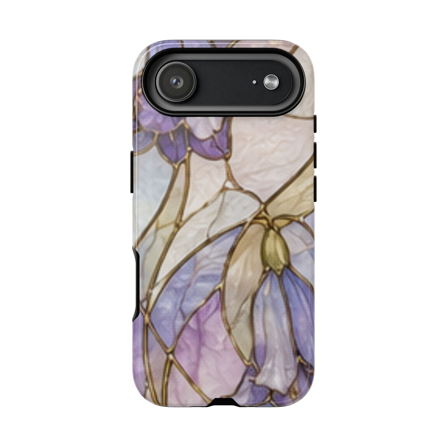 Lilac Meadows Stained Floral Glass Phone Case – Purple Lily Tough Case