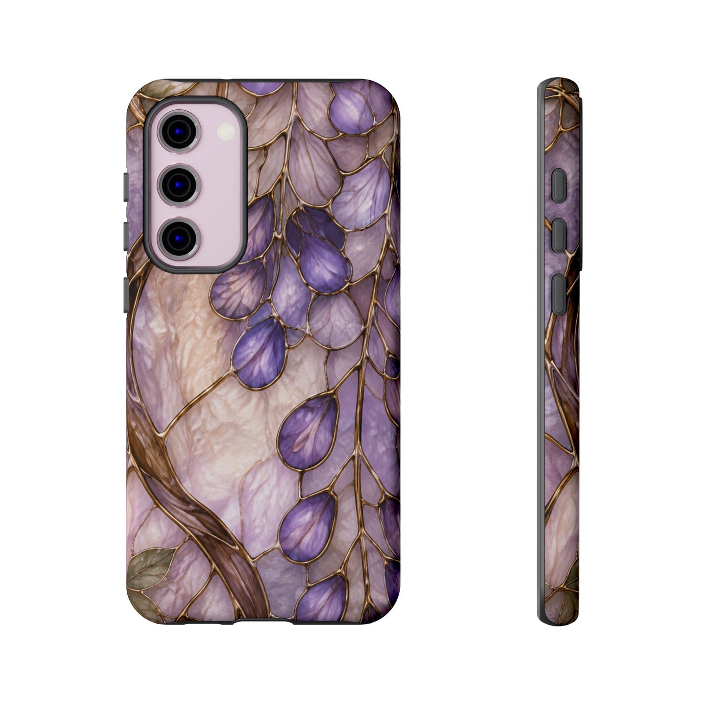 Wisteria Wilows Floral Lavender Vines Tough Phone Case- Stained glass floral collection