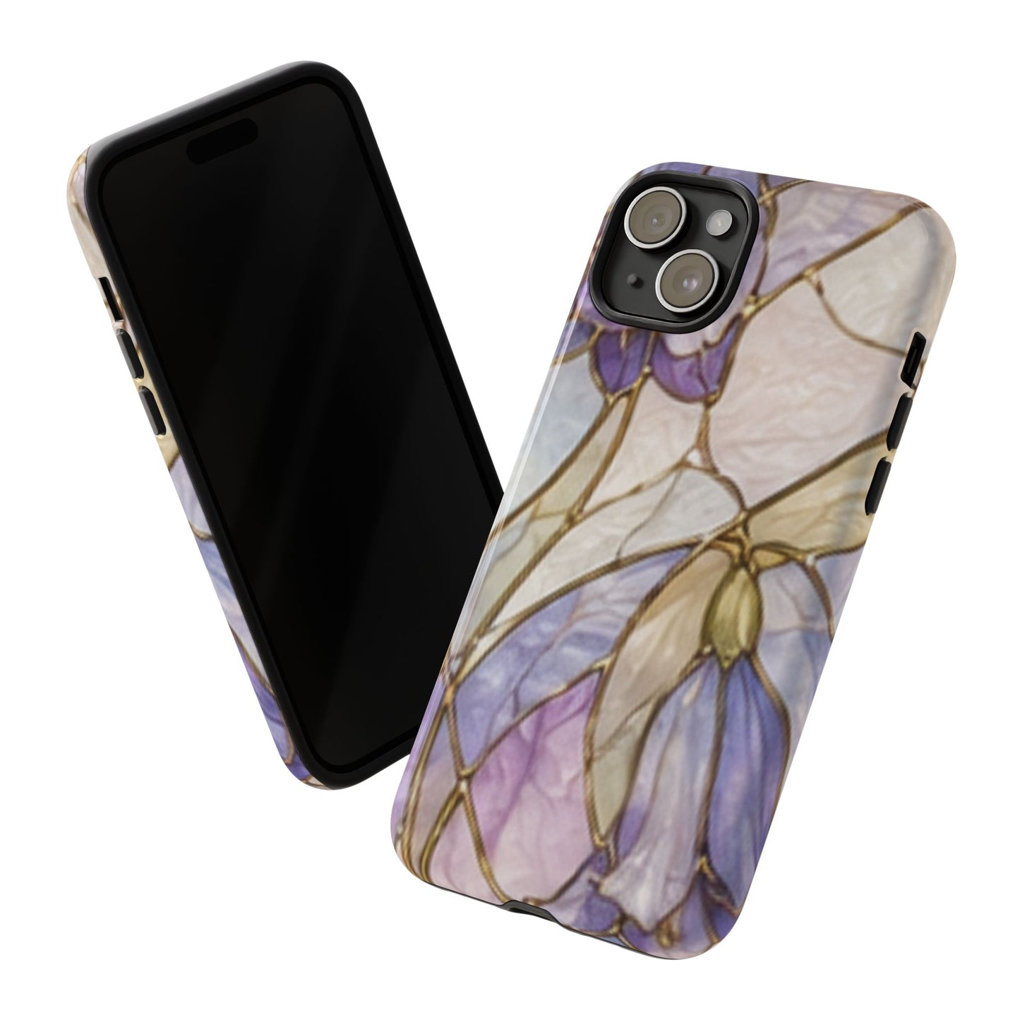 Lilac Meadows Stained Floral Glass Phone Case – Purple Lily Tough Case