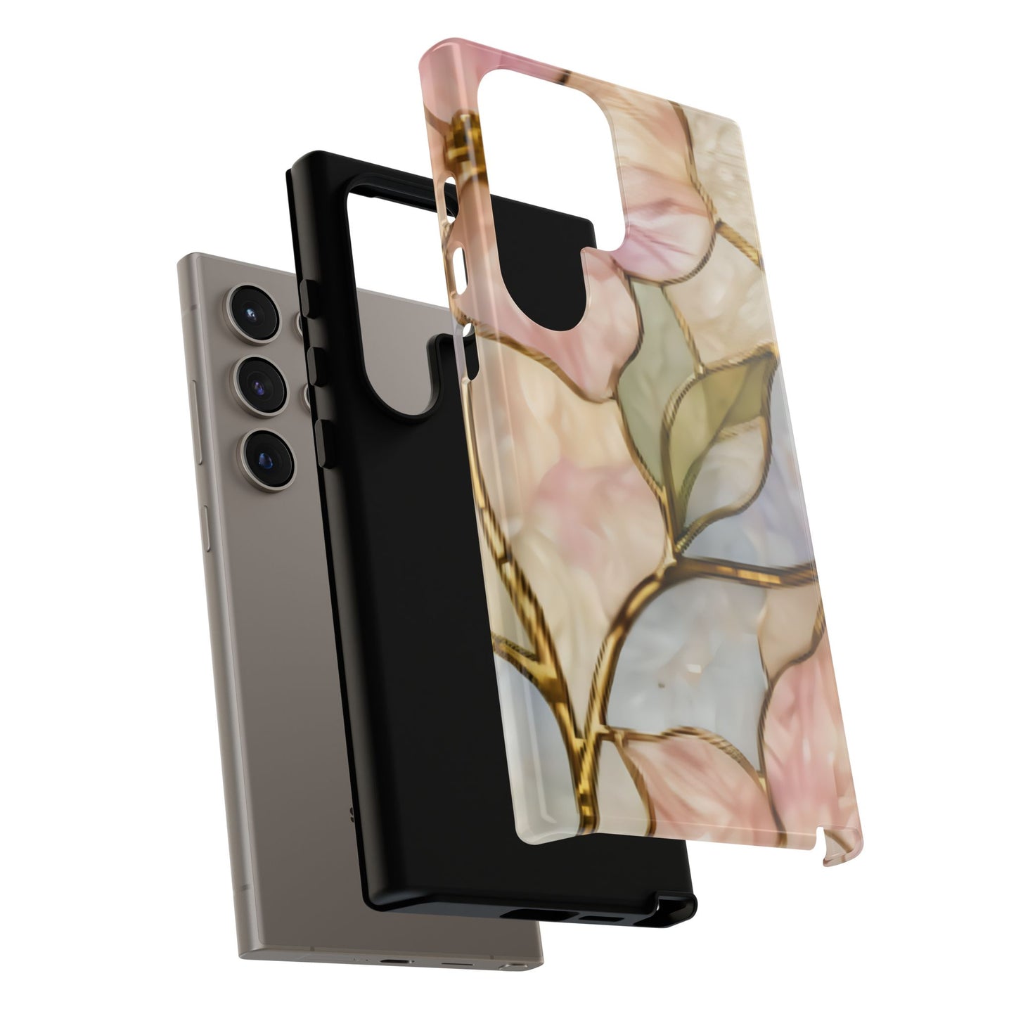 Pink Petals Floral Stained Glass Tough Case — Pastel Pink Protective Phone Cover
