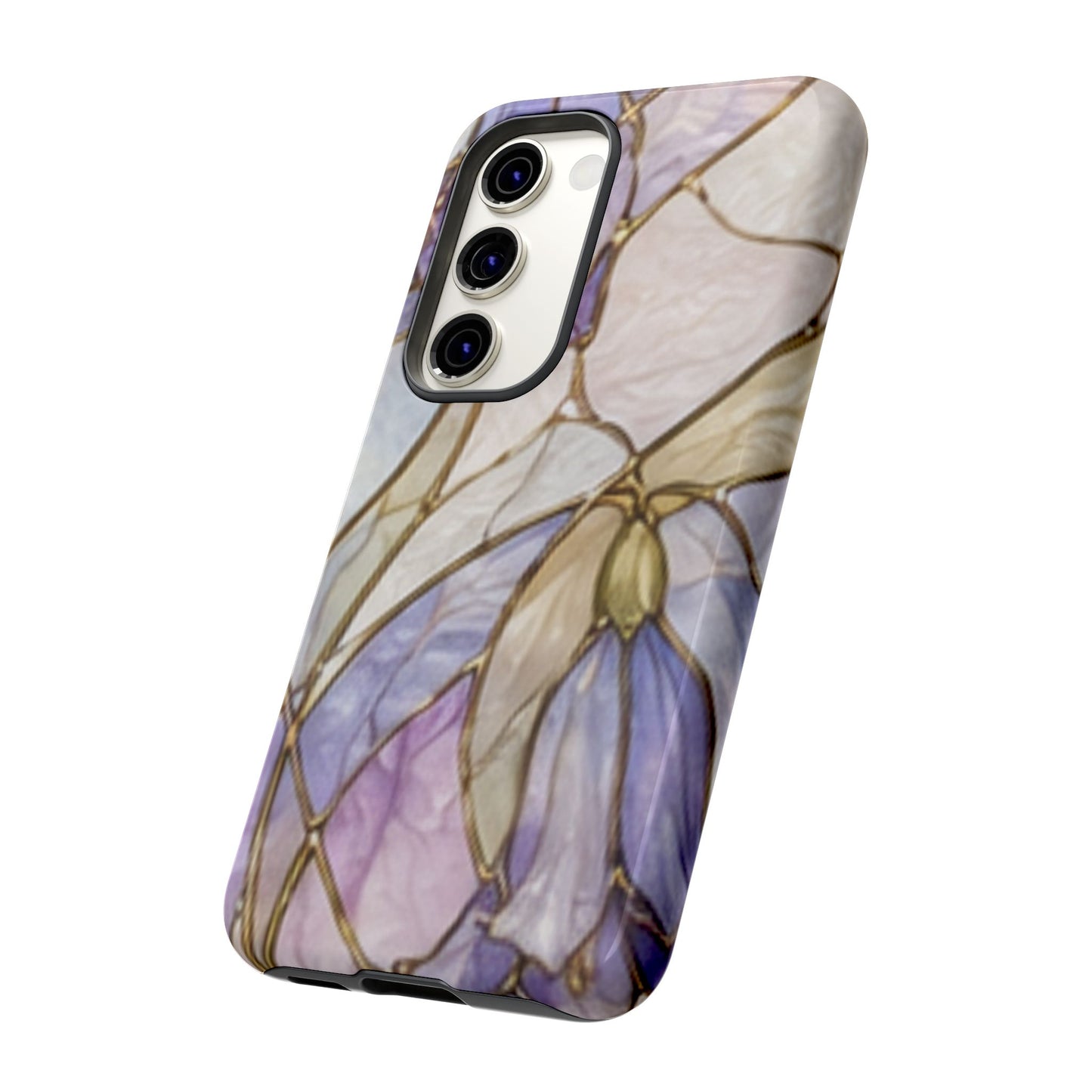 Lilac Meadows Stained Floral Glass Phone Case – Purple Lily Tough Case