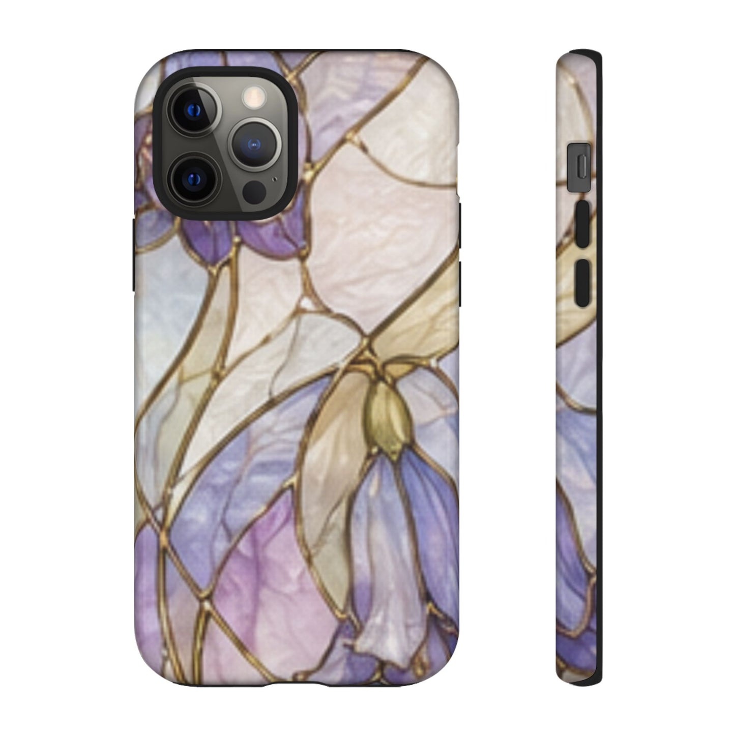 Lilac Meadows Stained Floral Glass Phone Case – Purple Lily Tough Case