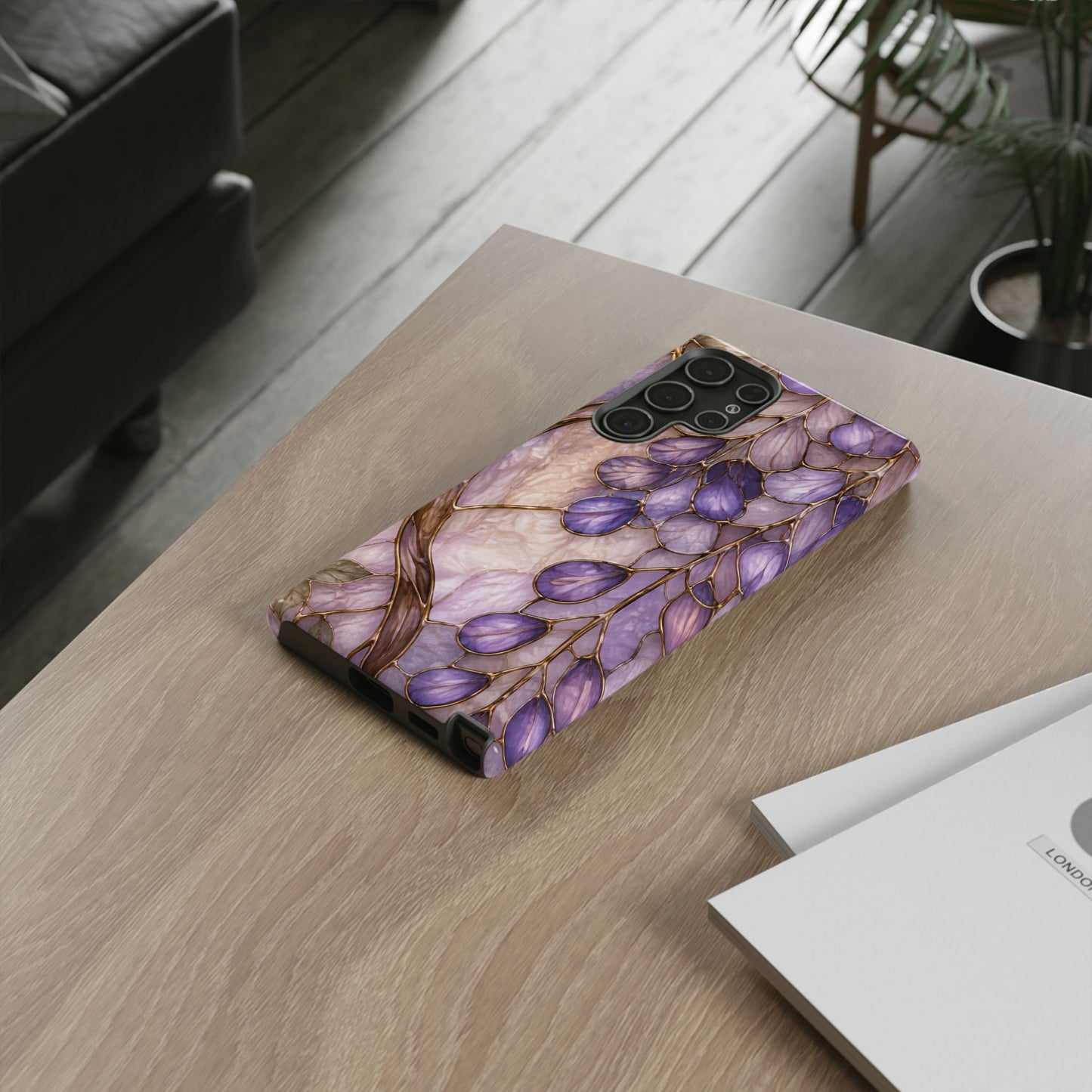 Wisteria Wilows Floral Lavender Vines Tough Phone Case- Stained glass floral collection
