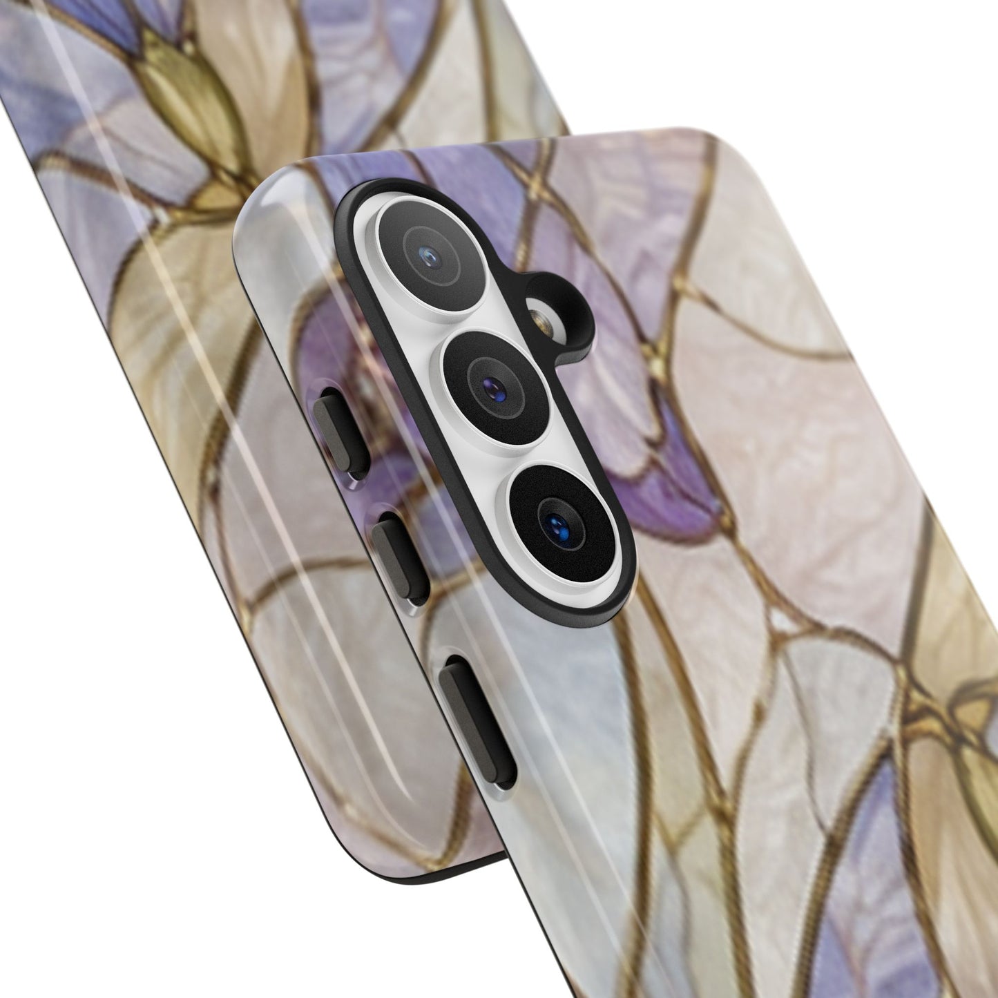 Lilac Meadows Stained Floral Glass Phone Case – Purple Lily Tough Case