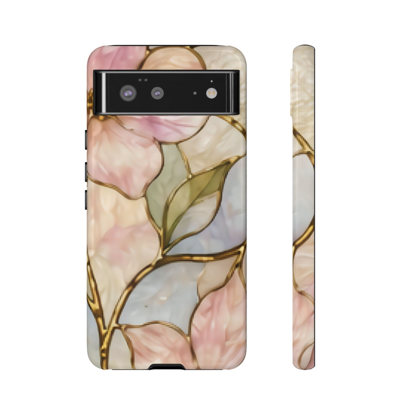 Pink Petals Floral Stained Glass Tough Case — Pastel Pink Protective Phone Cover
