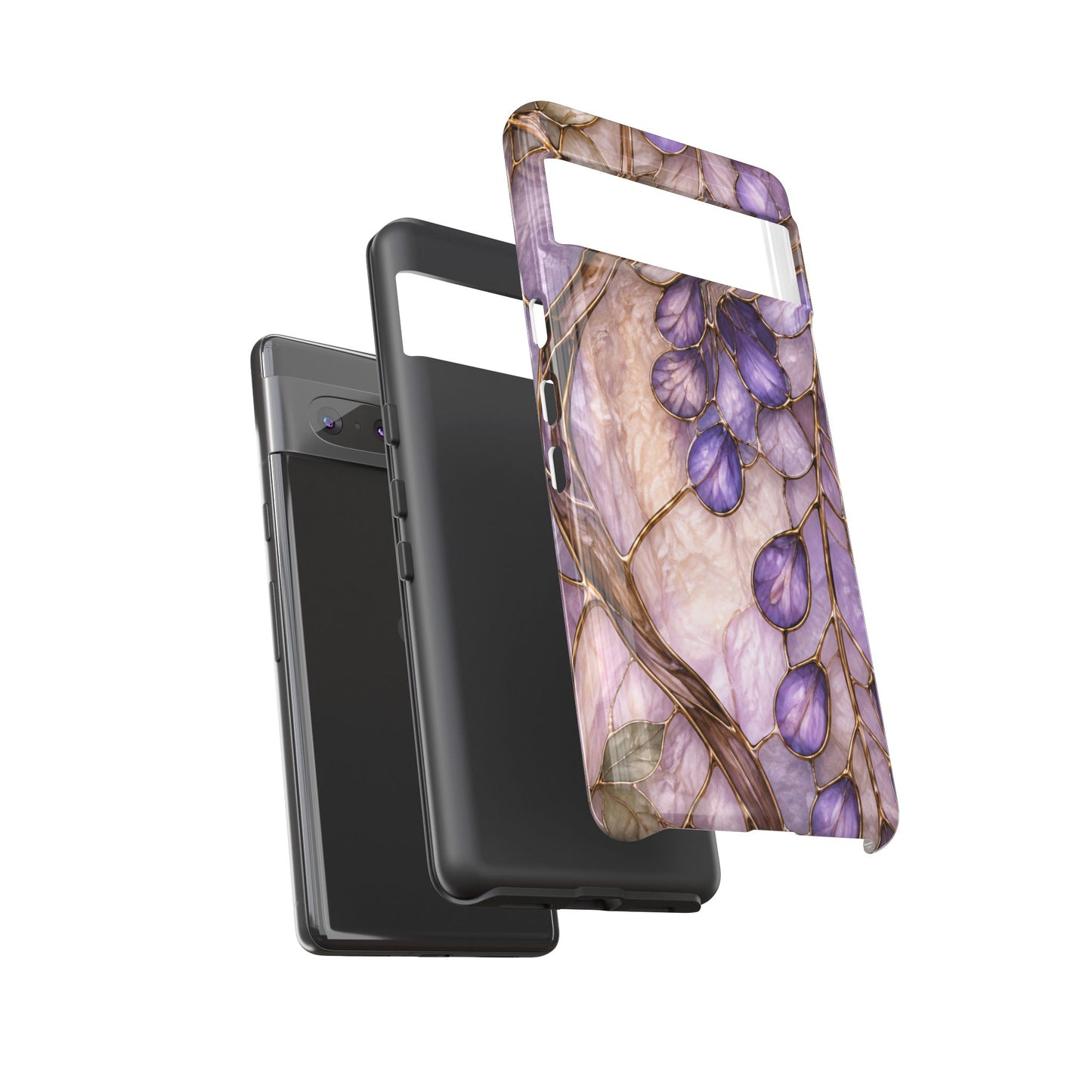 Wisteria Wilows Floral Lavender Vines Tough Phone Case- Stained glass floral collection