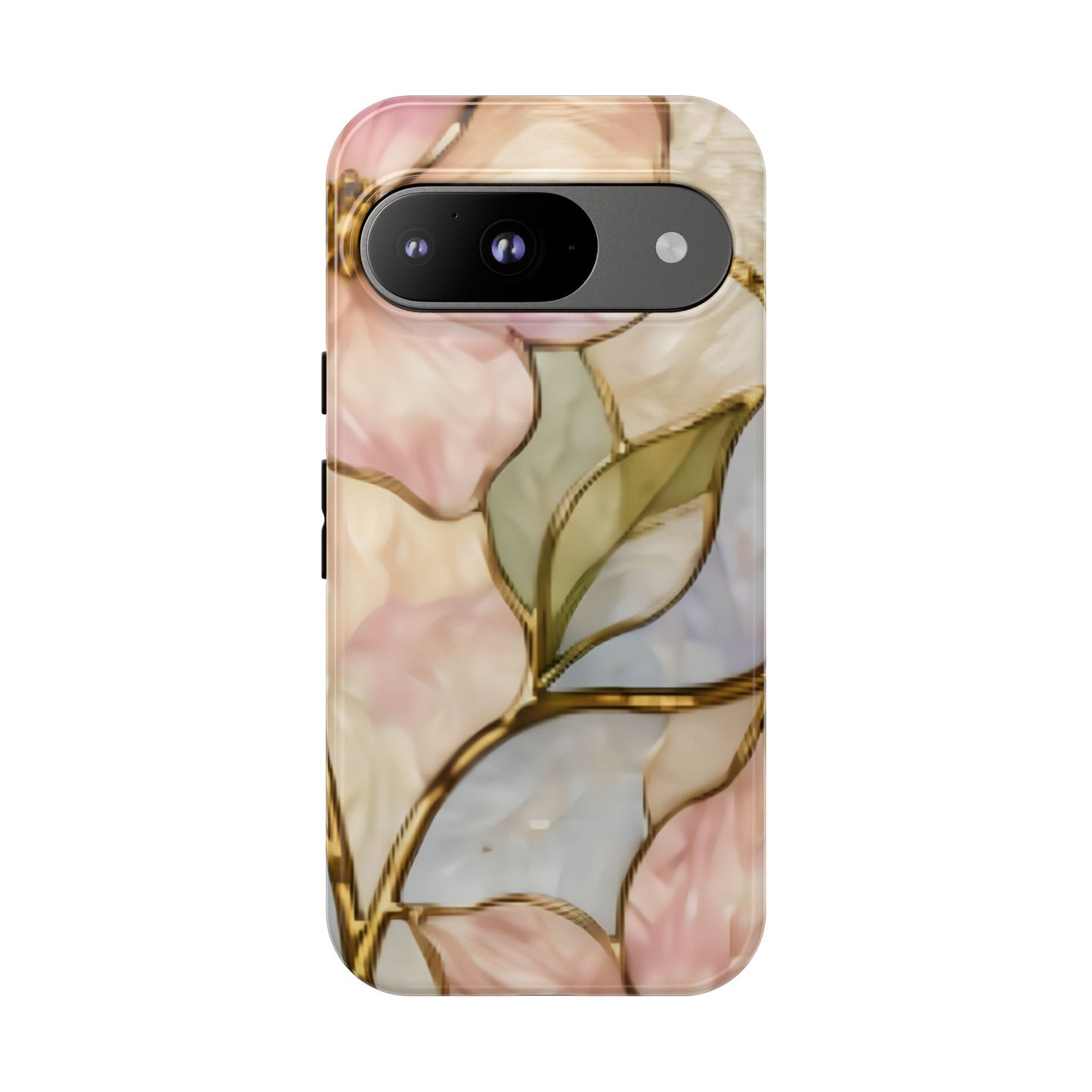 Pink Petals Floral Stained Glass Tough Case — Pastel Pink Protective Phone Cover