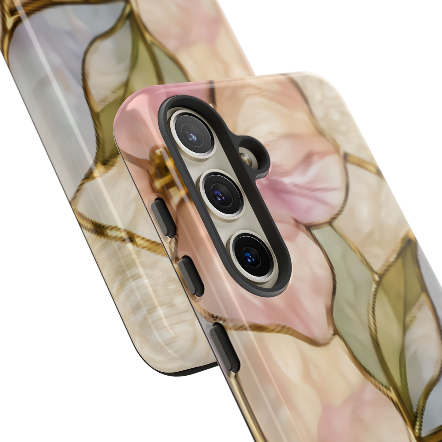 Pink Petals Floral Stained Glass Tough Case — Pastel Pink Protective Phone Cover