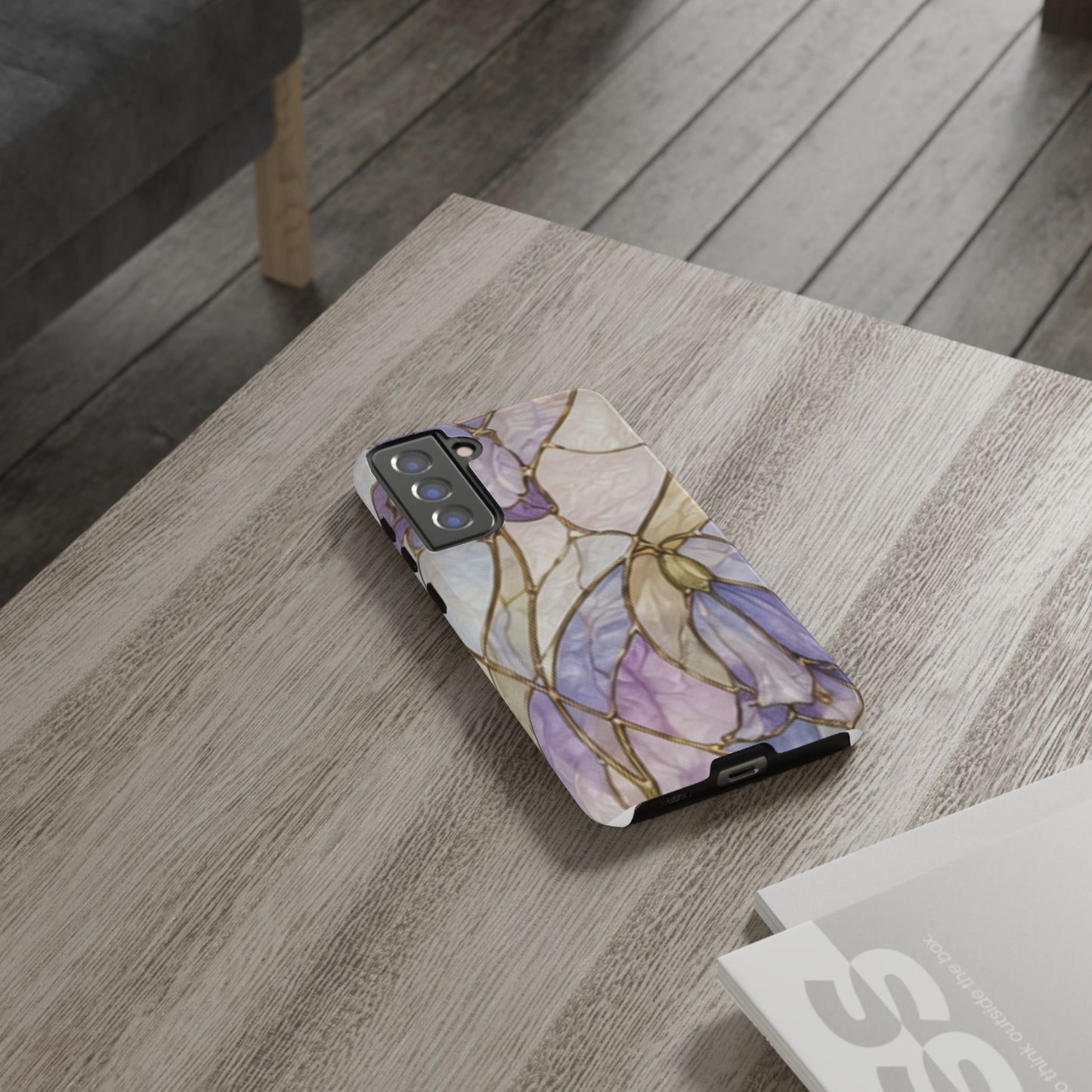 Lilac Meadows Stained Floral Glass Phone Case – Purple Lily Tough Case