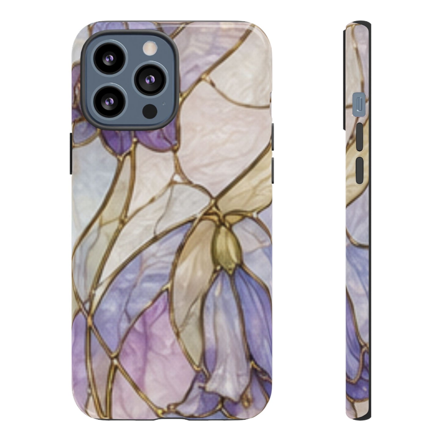 Lilac Meadows Stained Floral Glass Phone Case – Purple Lily Tough Case