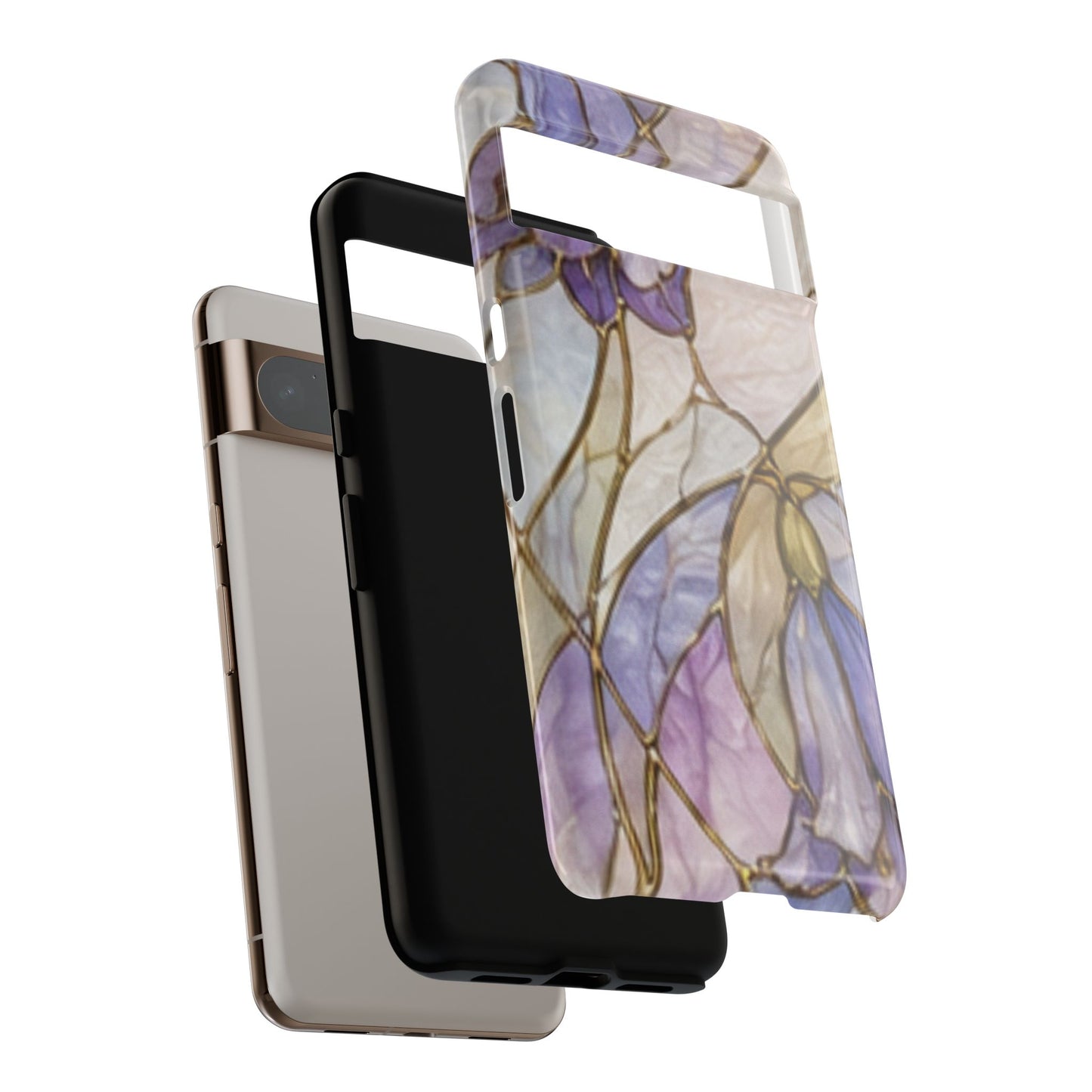 Lilac Meadows Stained Floral Glass Phone Case – Purple Lily Tough Case