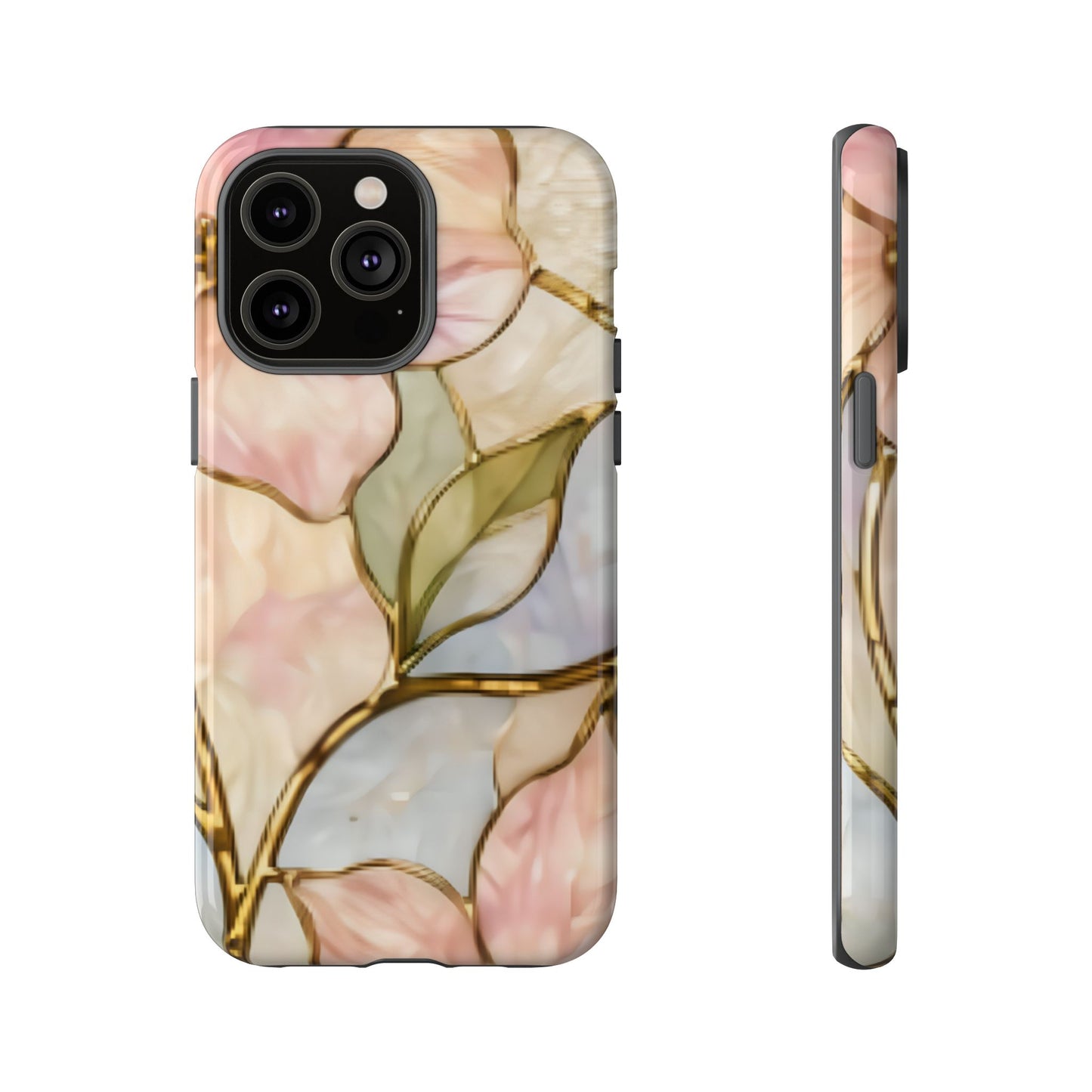 Pink Petals Floral Stained Glass Tough Case — Pastel Pink Protective Phone Cover