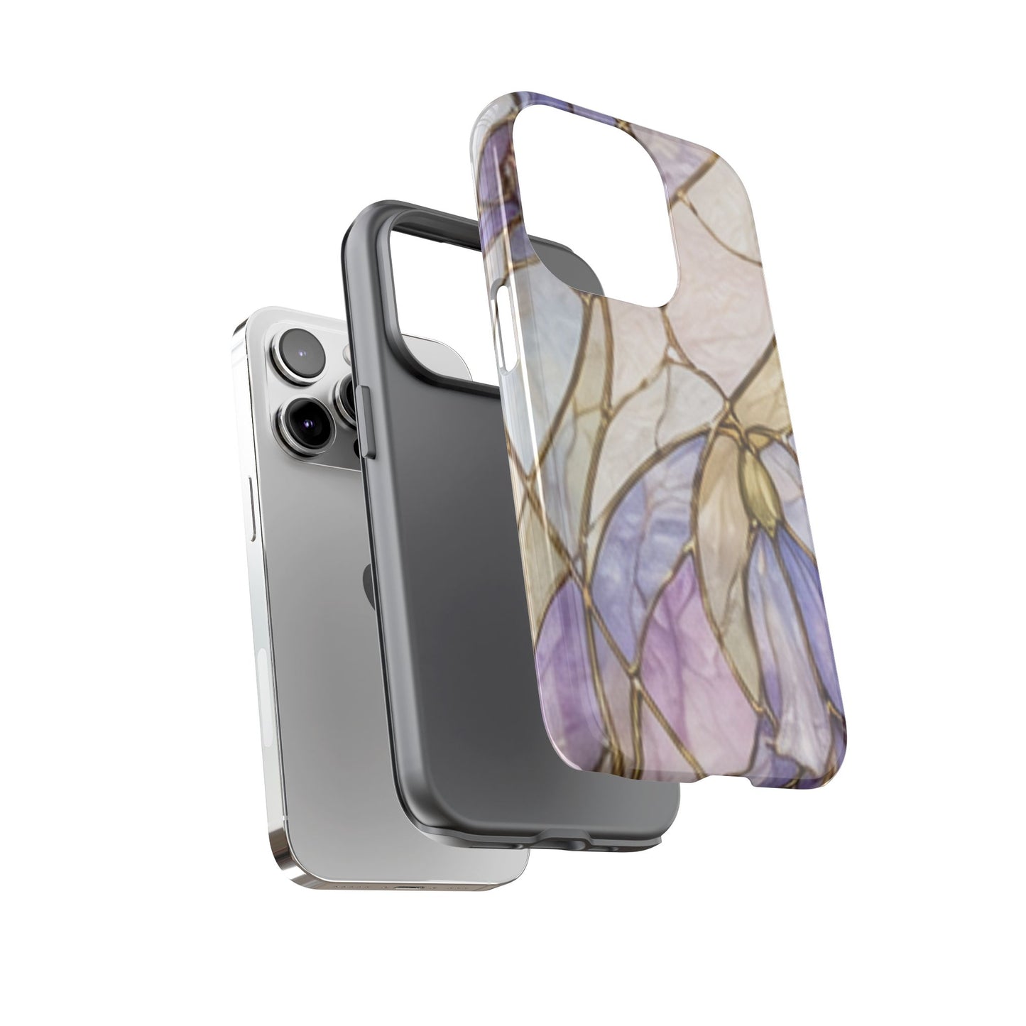 Lilac Meadows Stained Floral Glass Phone Case – Purple Lily Tough Case