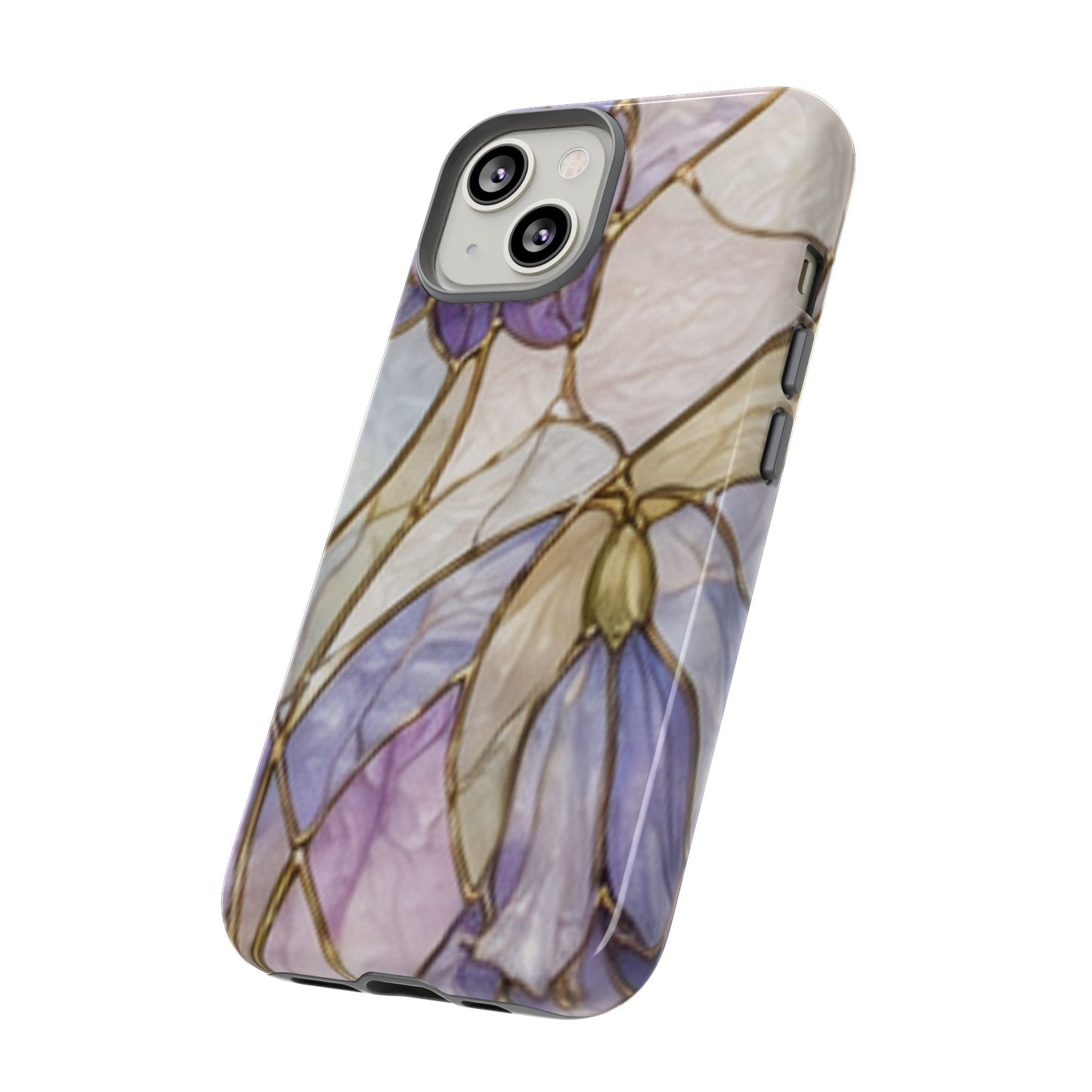 Lilac Meadows Stained Floral Glass Phone Case – Purple Lily Tough Case