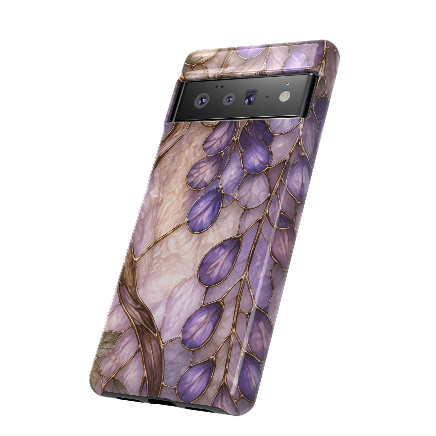 Wisteria Wilows Floral Lavender Vines Tough Phone Case- Stained glass floral collection
