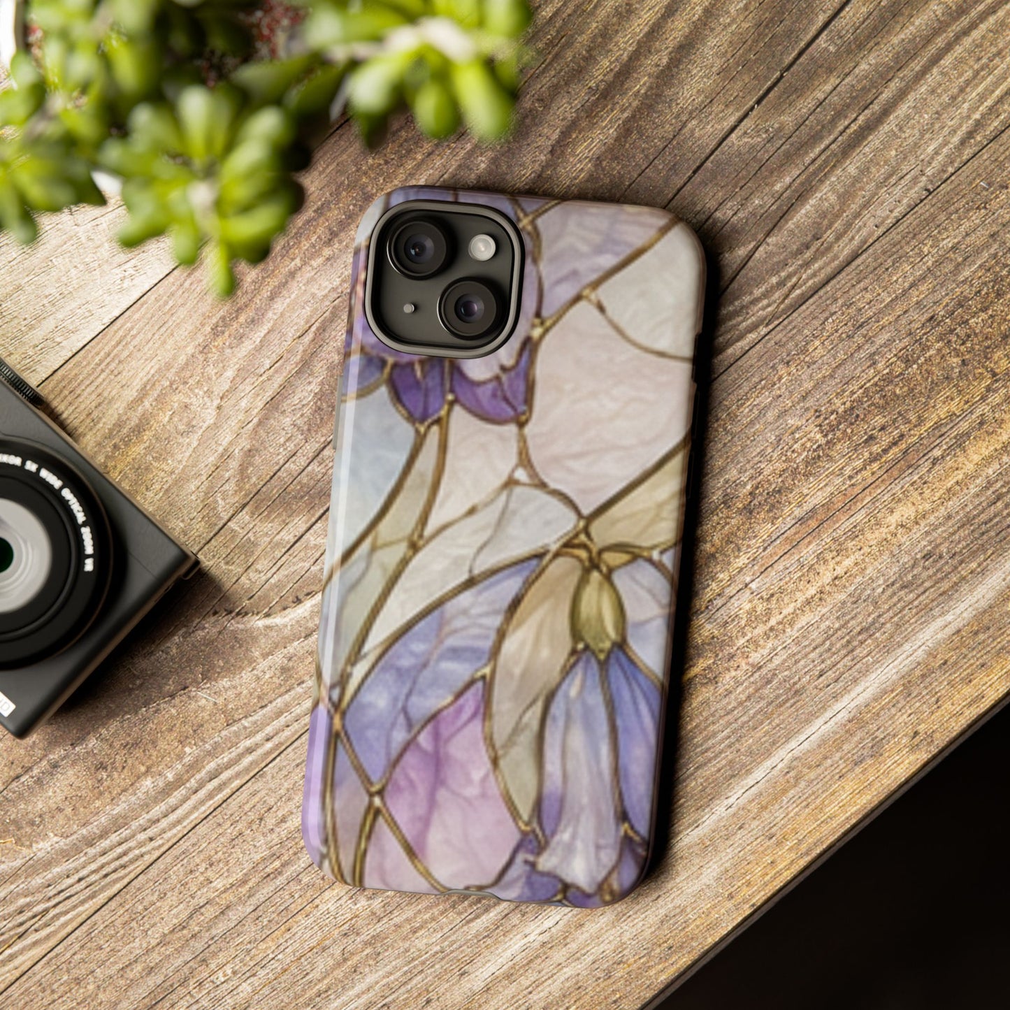Lilac Meadows Stained Floral Glass Phone Case – Purple Lily Tough Case