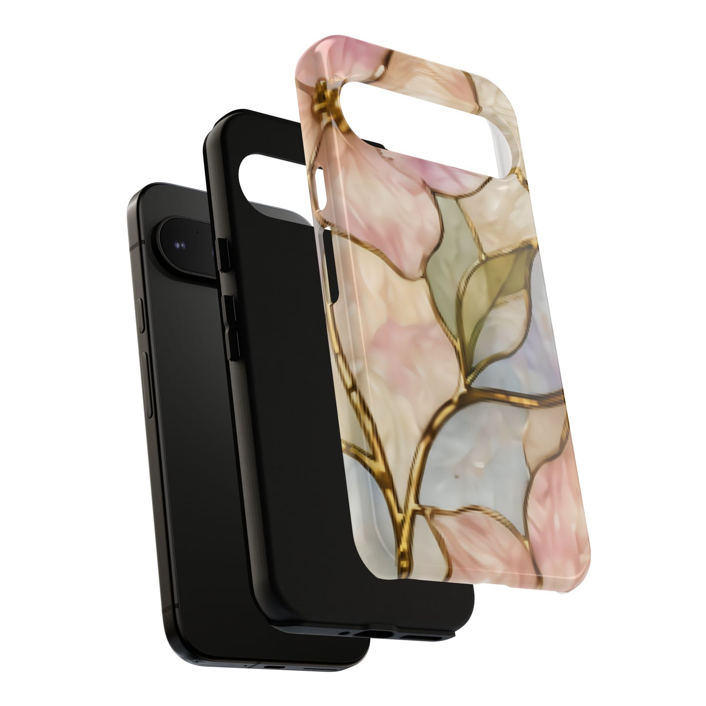Pink Petals Floral Stained Glass Tough Case — Pastel Pink Protective Phone Cover