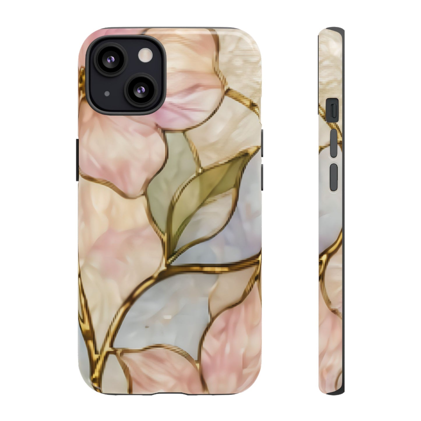 Pink Petals Floral Stained Glass Tough Case — Pastel Pink Protective Phone Cover
