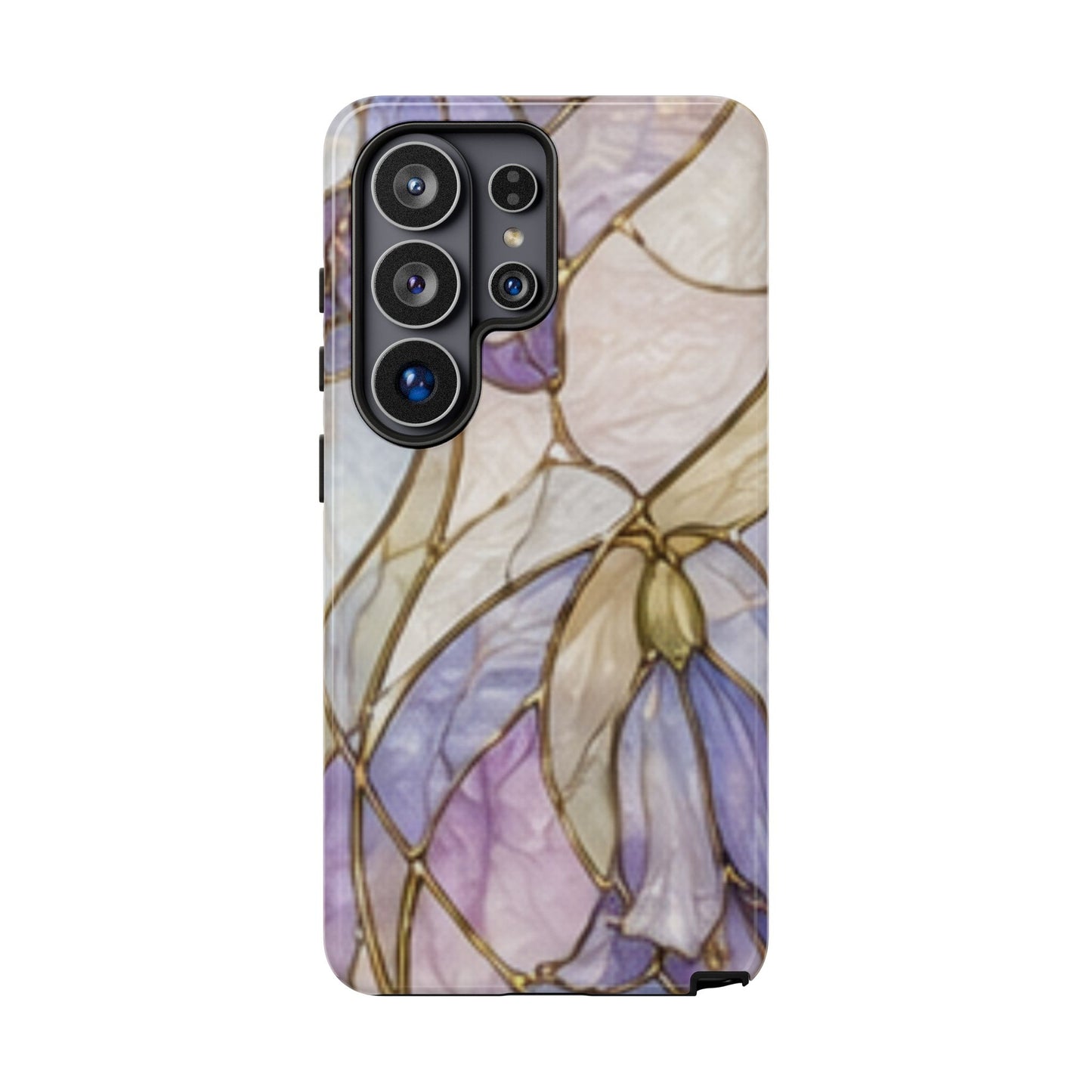 Lilac Meadows Stained Floral Glass Phone Case – Purple Lily Tough Case
