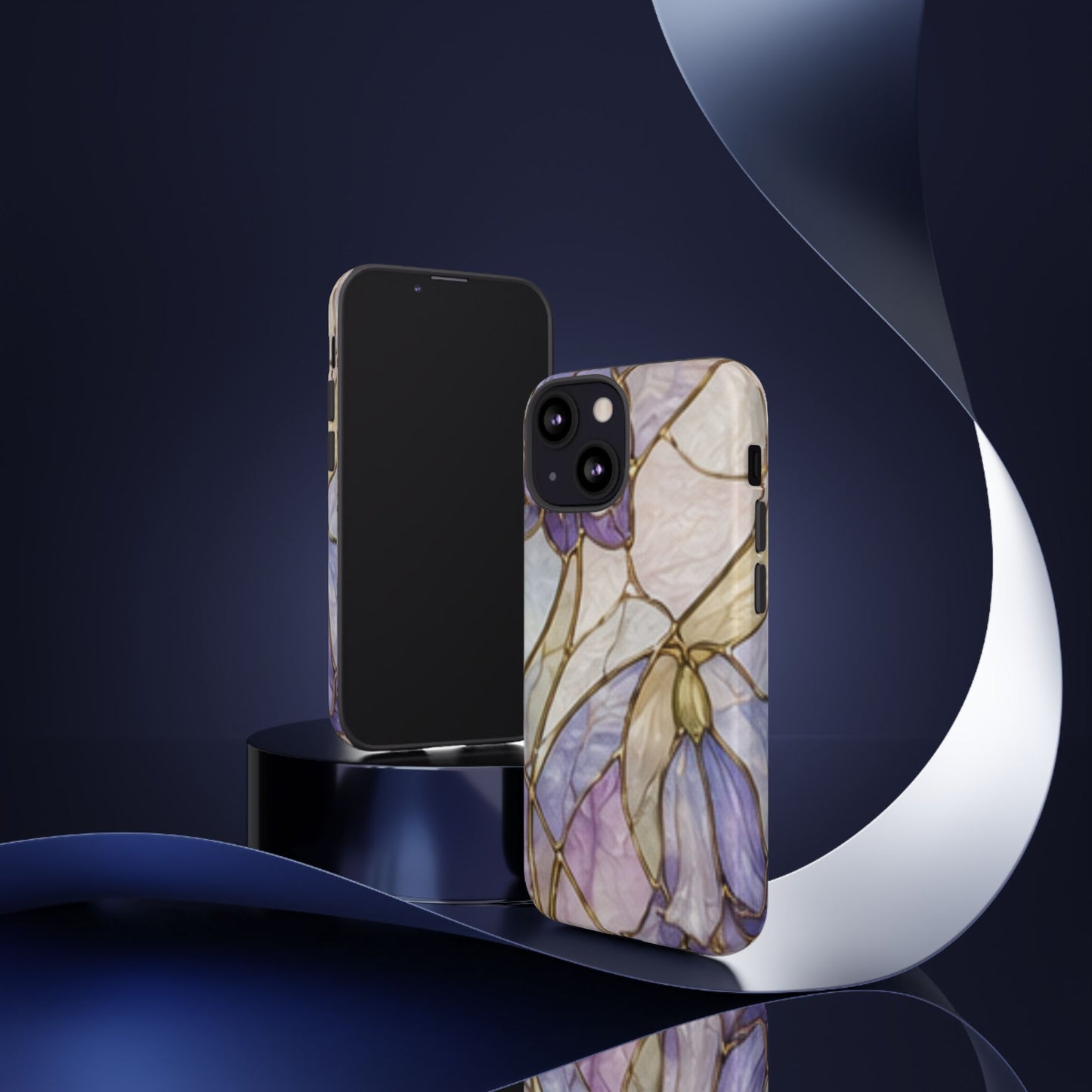 Lilac Meadows Stained Floral Glass Phone Case – Purple Lily Tough Case
