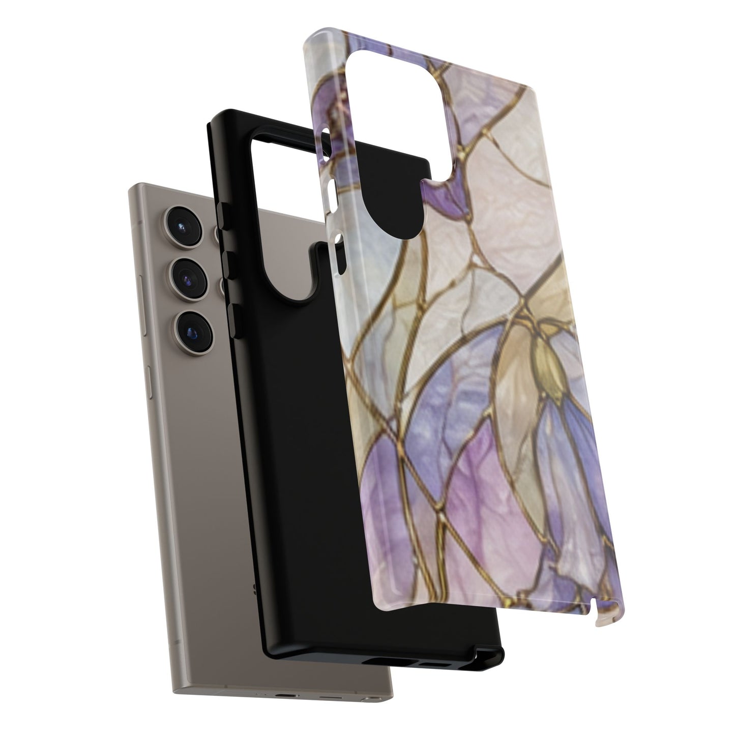 Lilac Meadows Stained Floral Glass Phone Case – Purple Lily Tough Case
