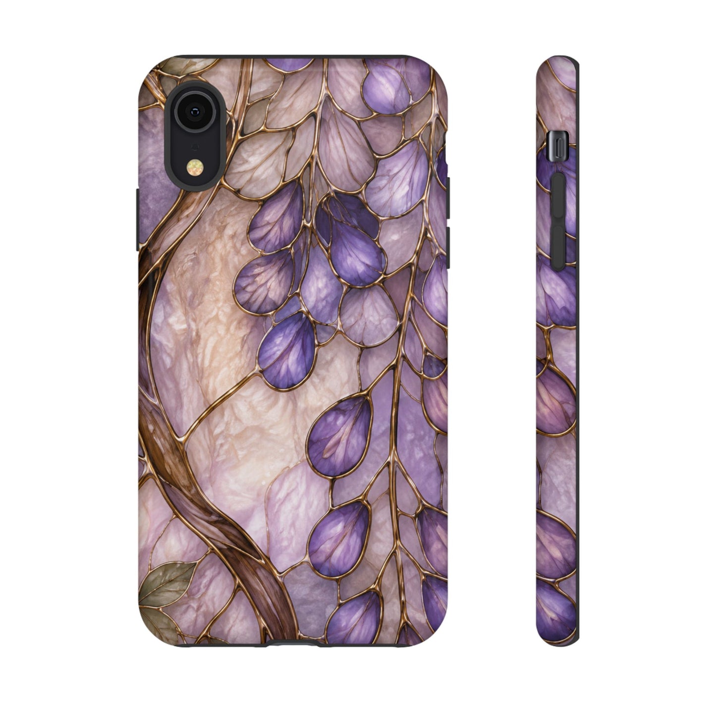 Wisteria Wilows Floral Lavender Vines Tough Phone Case- Stained glass floral collection