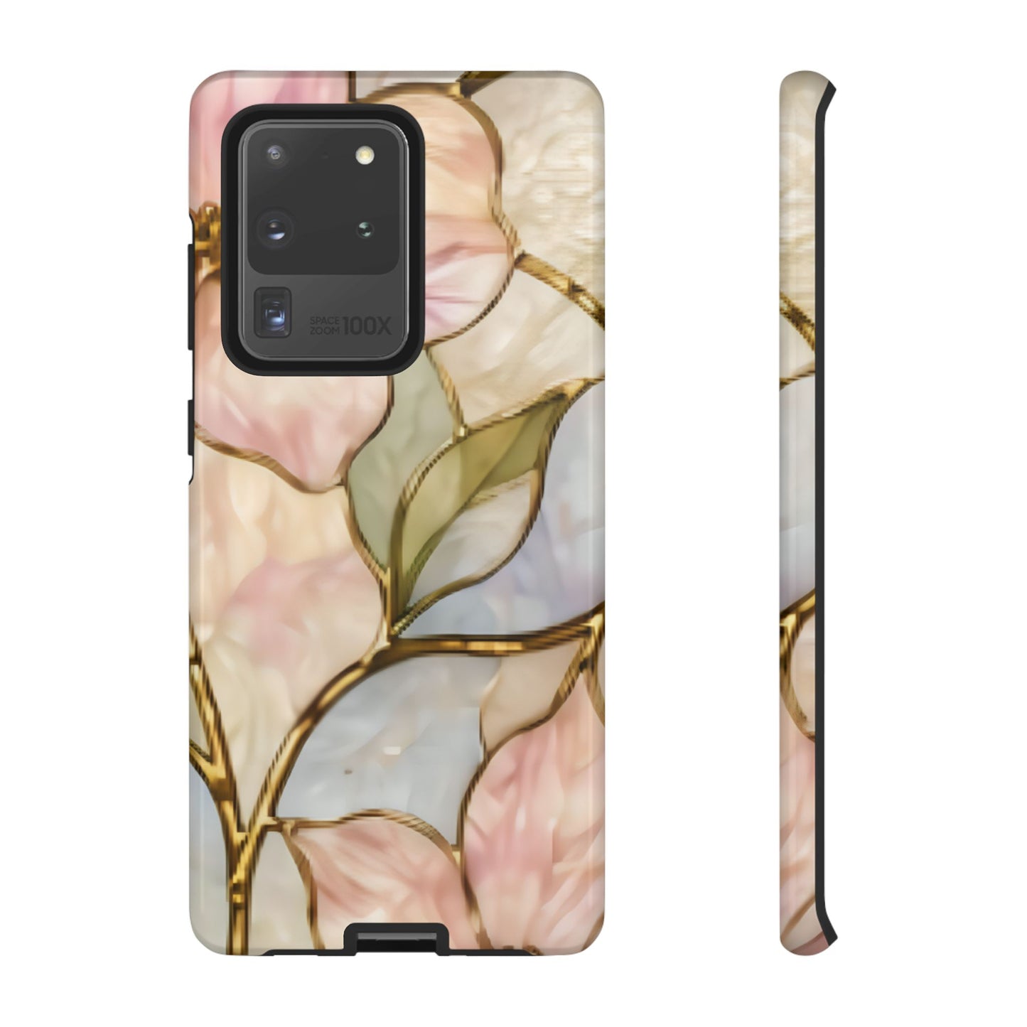 Pink Petals Floral Stained Glass Tough Case — Pastel Pink Protective Phone Cover