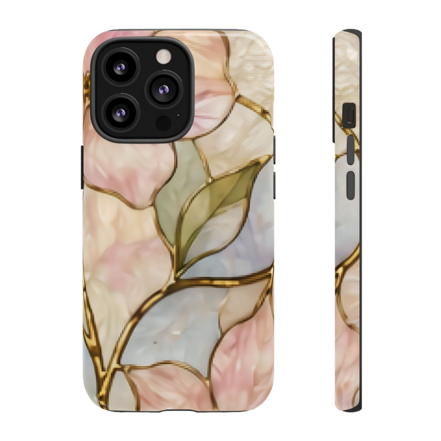 Pink Petals Floral Stained Glass Tough Case — Pastel Pink Protective Phone Cover