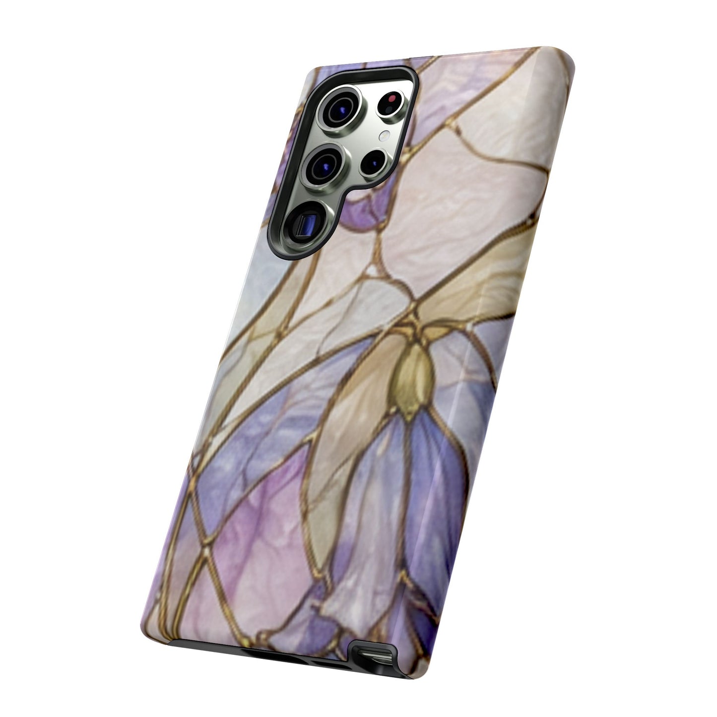 Lilac Meadows Stained Floral Glass Phone Case – Purple Lily Tough Case