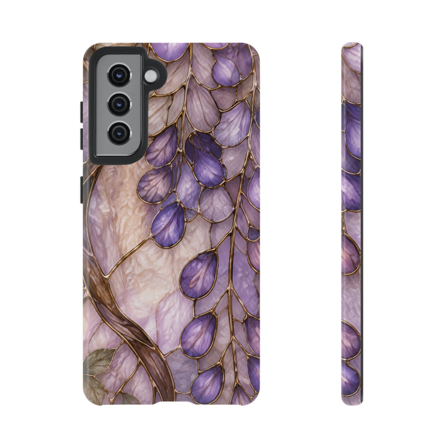Wisteria Wilows Floral Lavender Vines Tough Phone Case- Stained glass floral collection